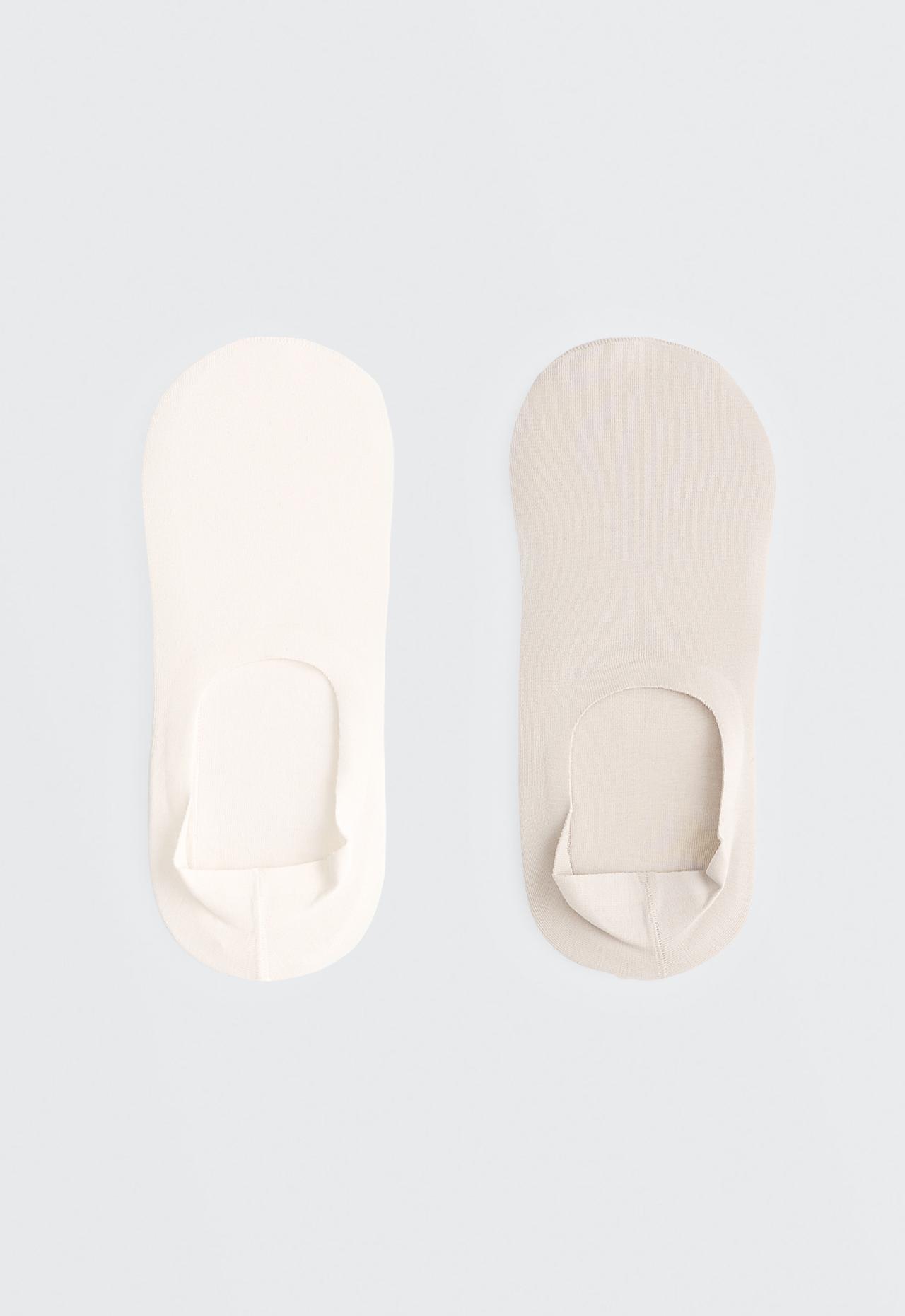 2 pairs of microfibre rib high-cut invisible socks — LIGHT STONE