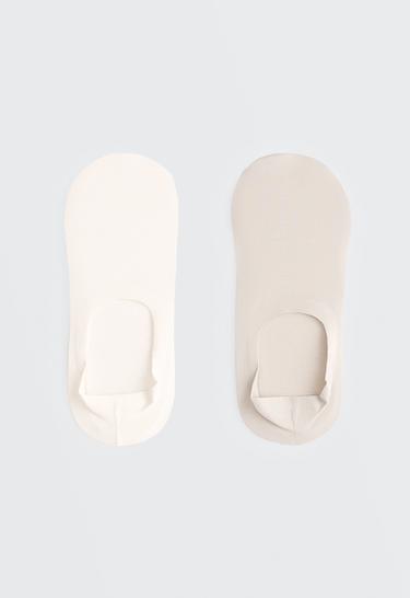 2 pairs of microfibre rib high-cut invisible socks — LIGHT STONE 1