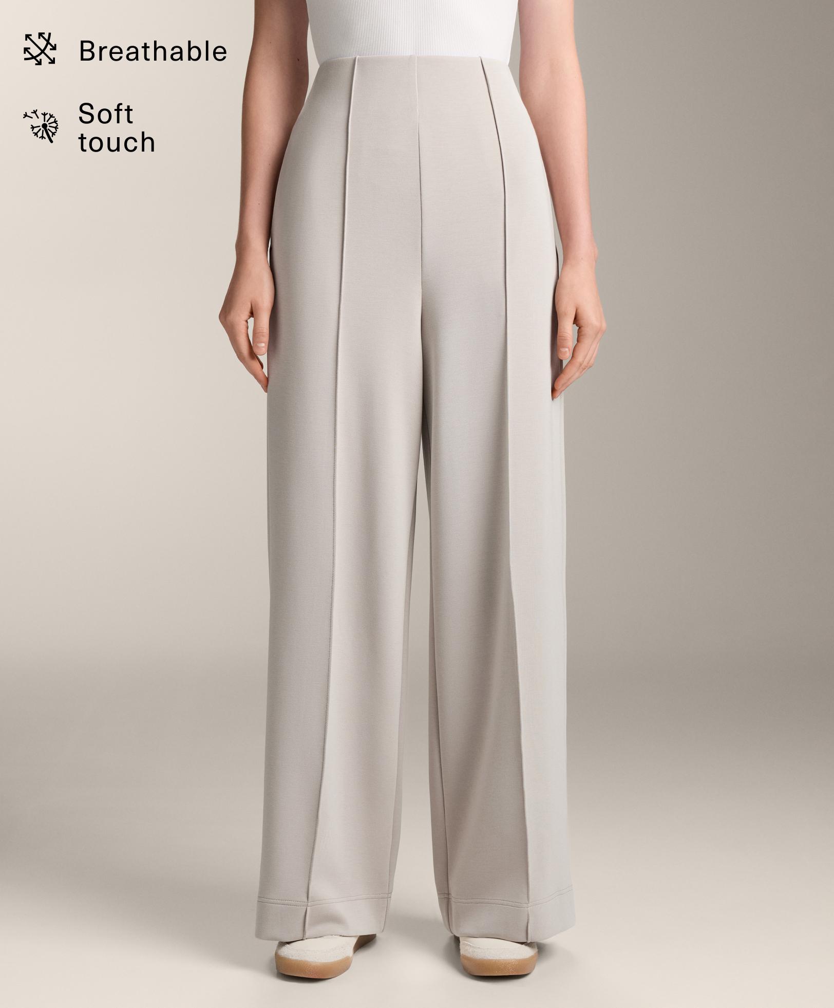 Straight-leg soft-touch modal trousers with crease
