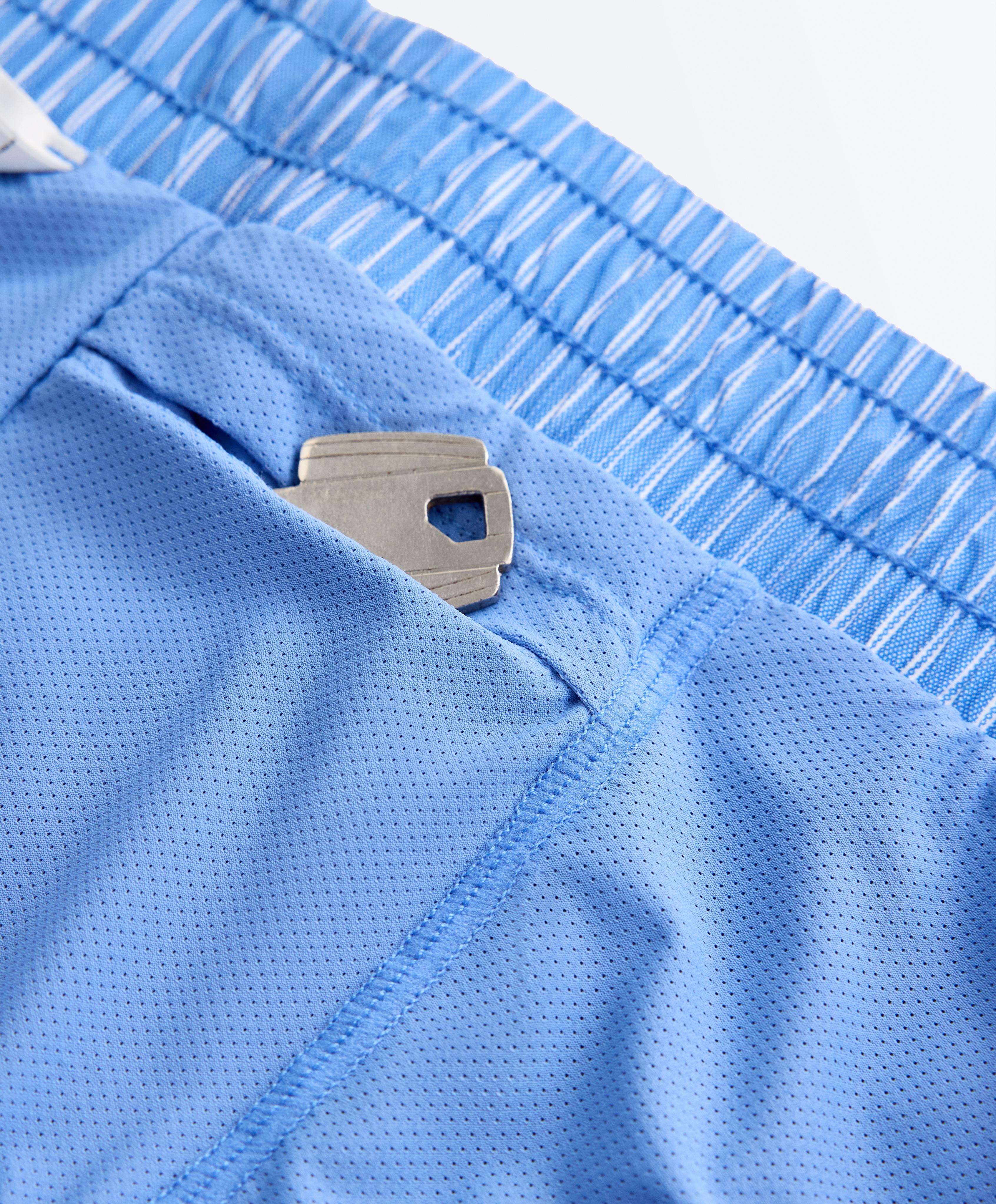 Striped technical shorts — PALE LAVENDER BLUE