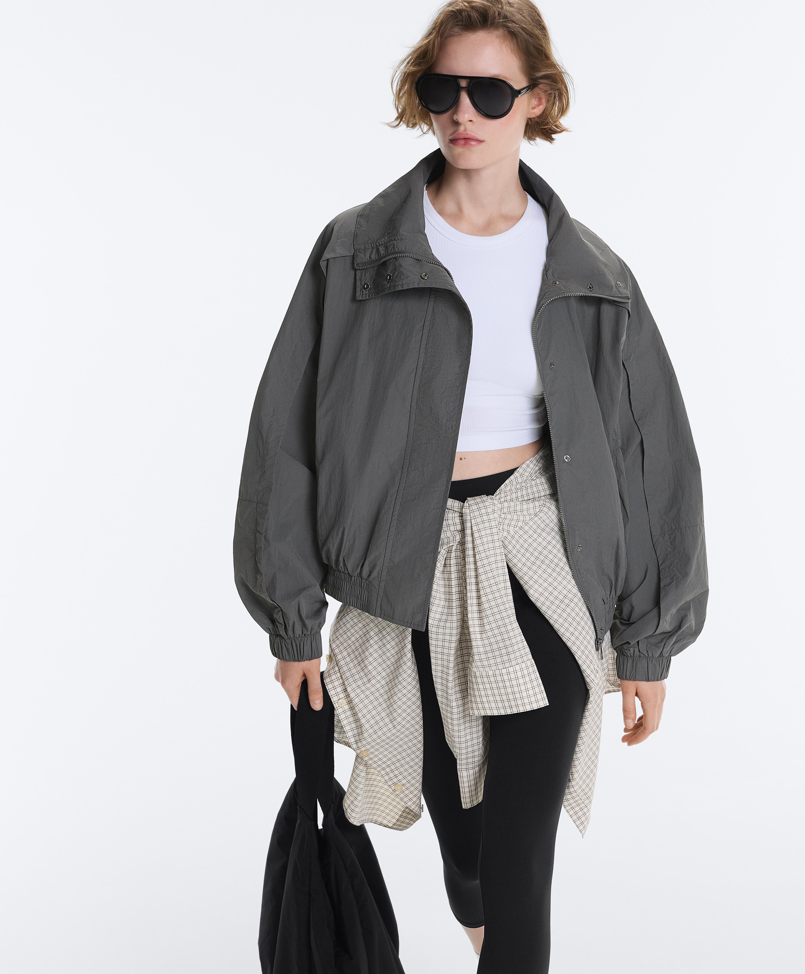 Water-repellent high-neck Track jacket — ASPHALT GREY