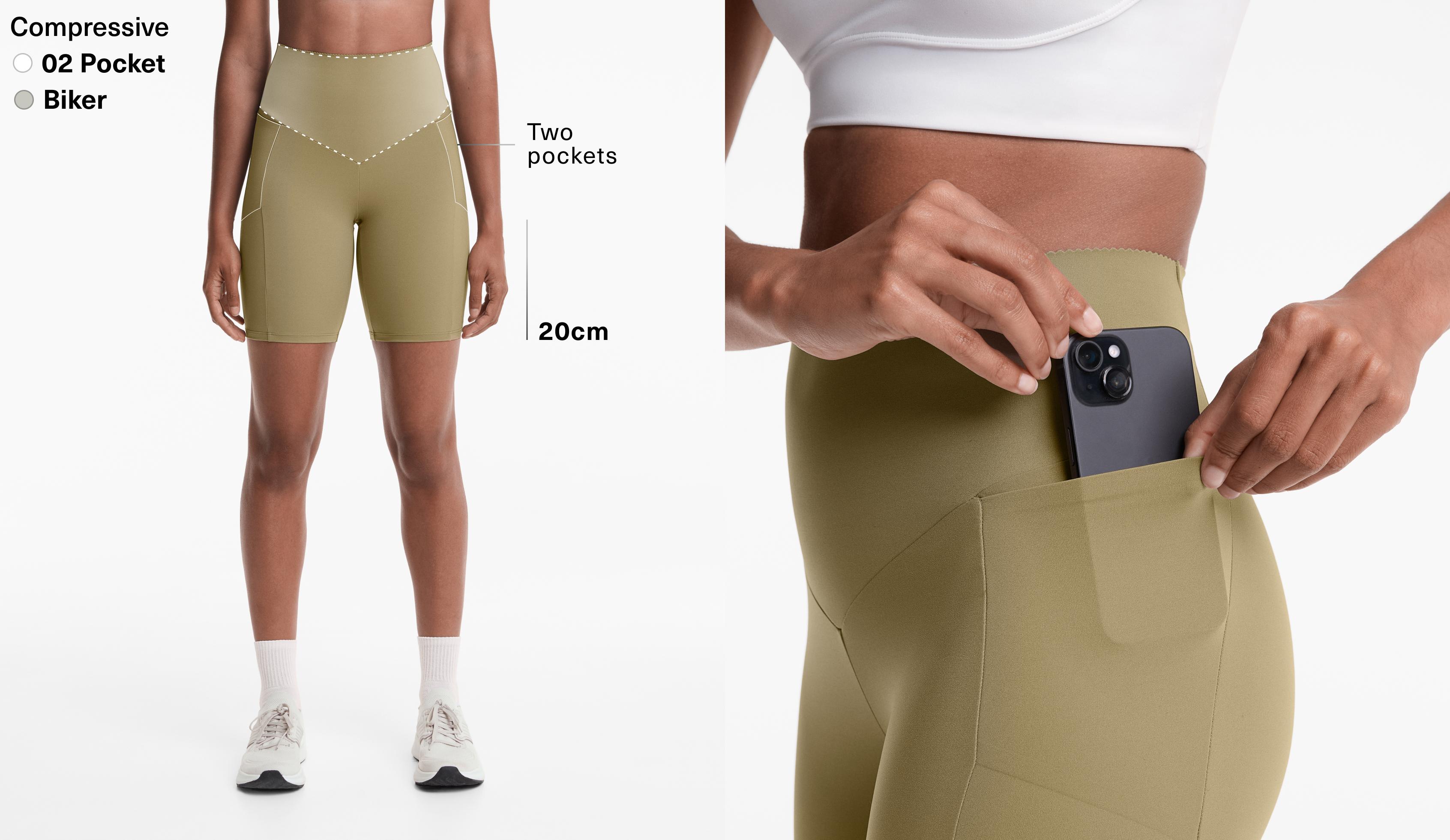 High-Rise-Radlerhose Compressive Pocket, 20 cm