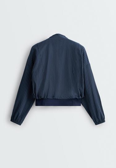Pinstripe water-repellent technical jacket — NAVY BLUE 8