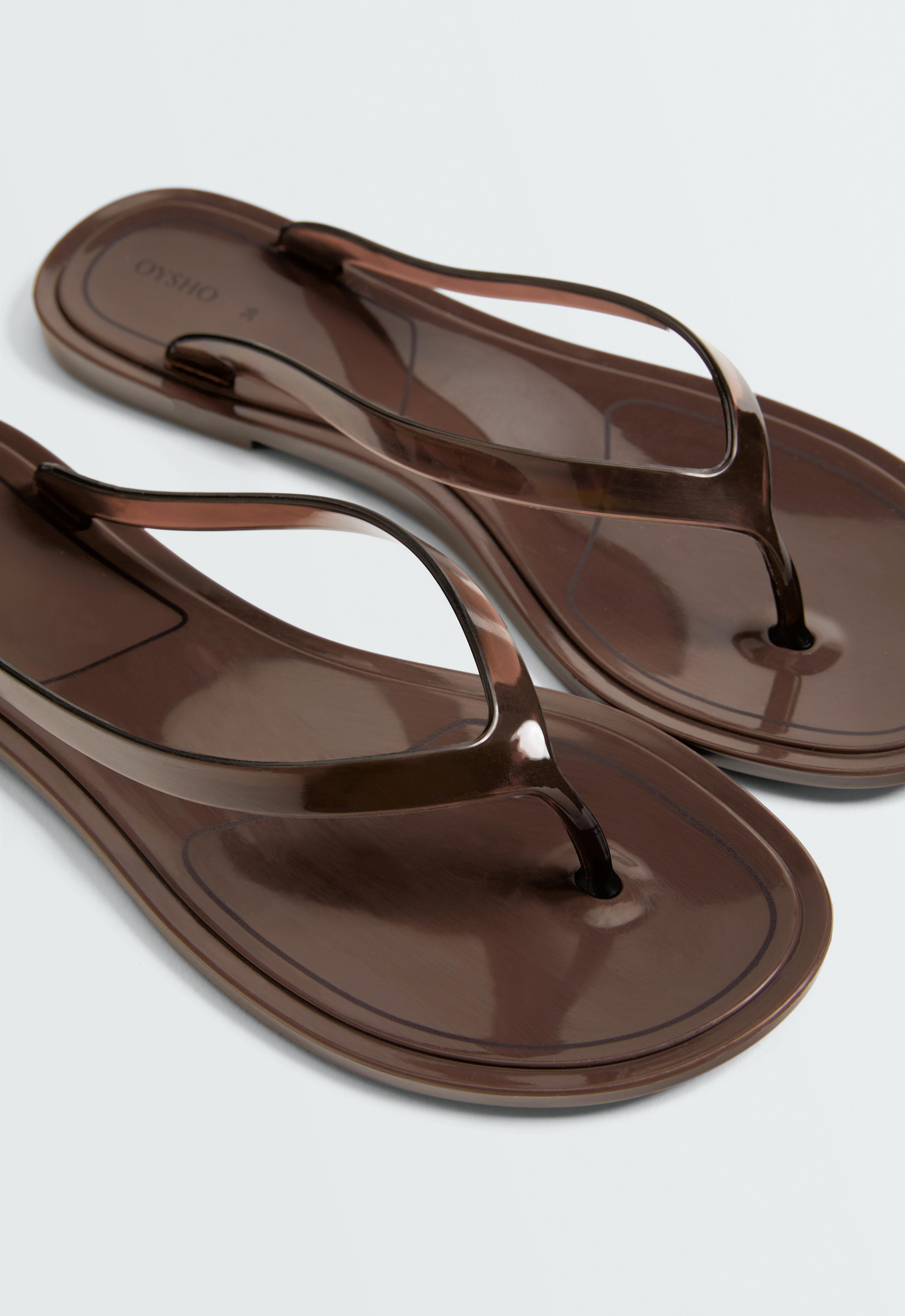 Translucent effect beachwear flip flops — BROWN