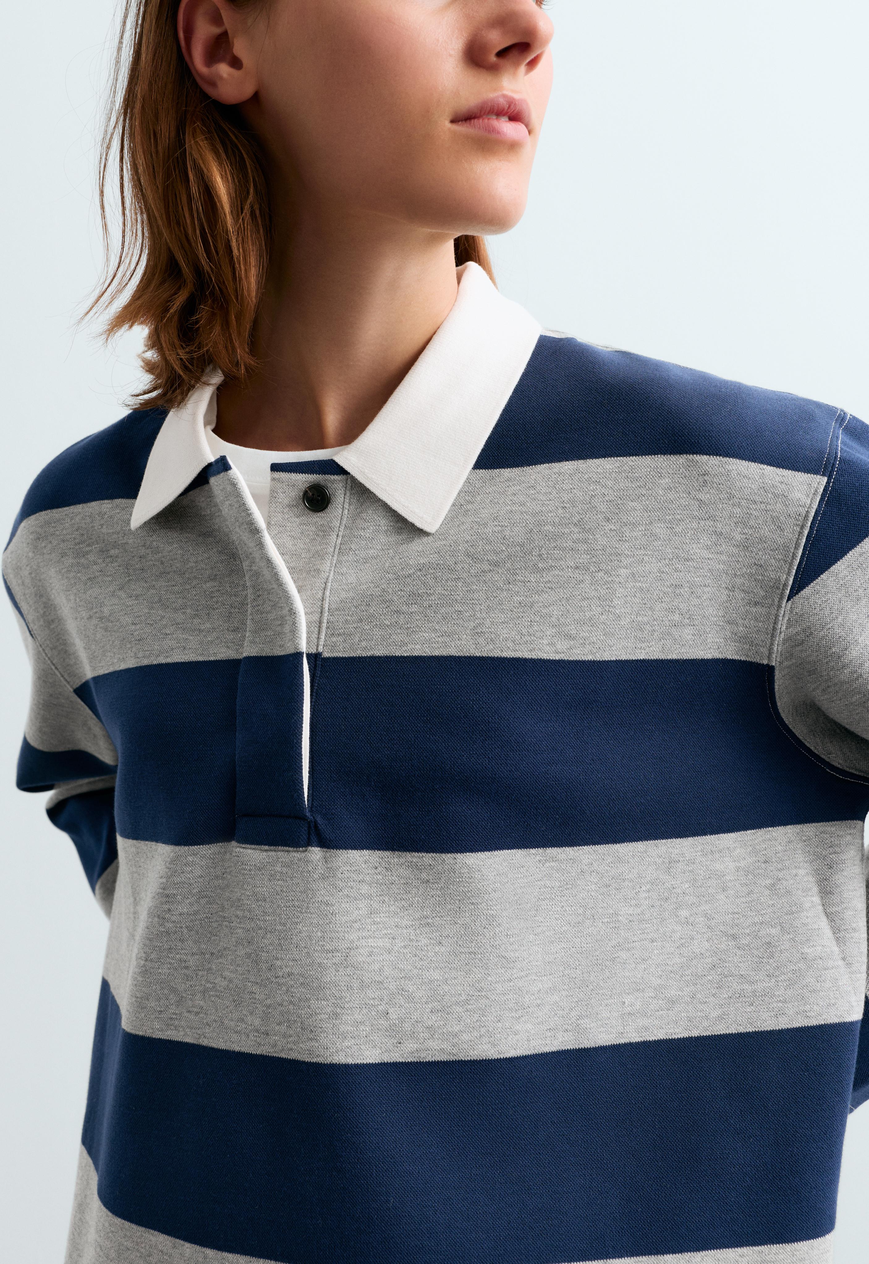 Striped jacquard cotton piqué polo shirt — DARK GREY