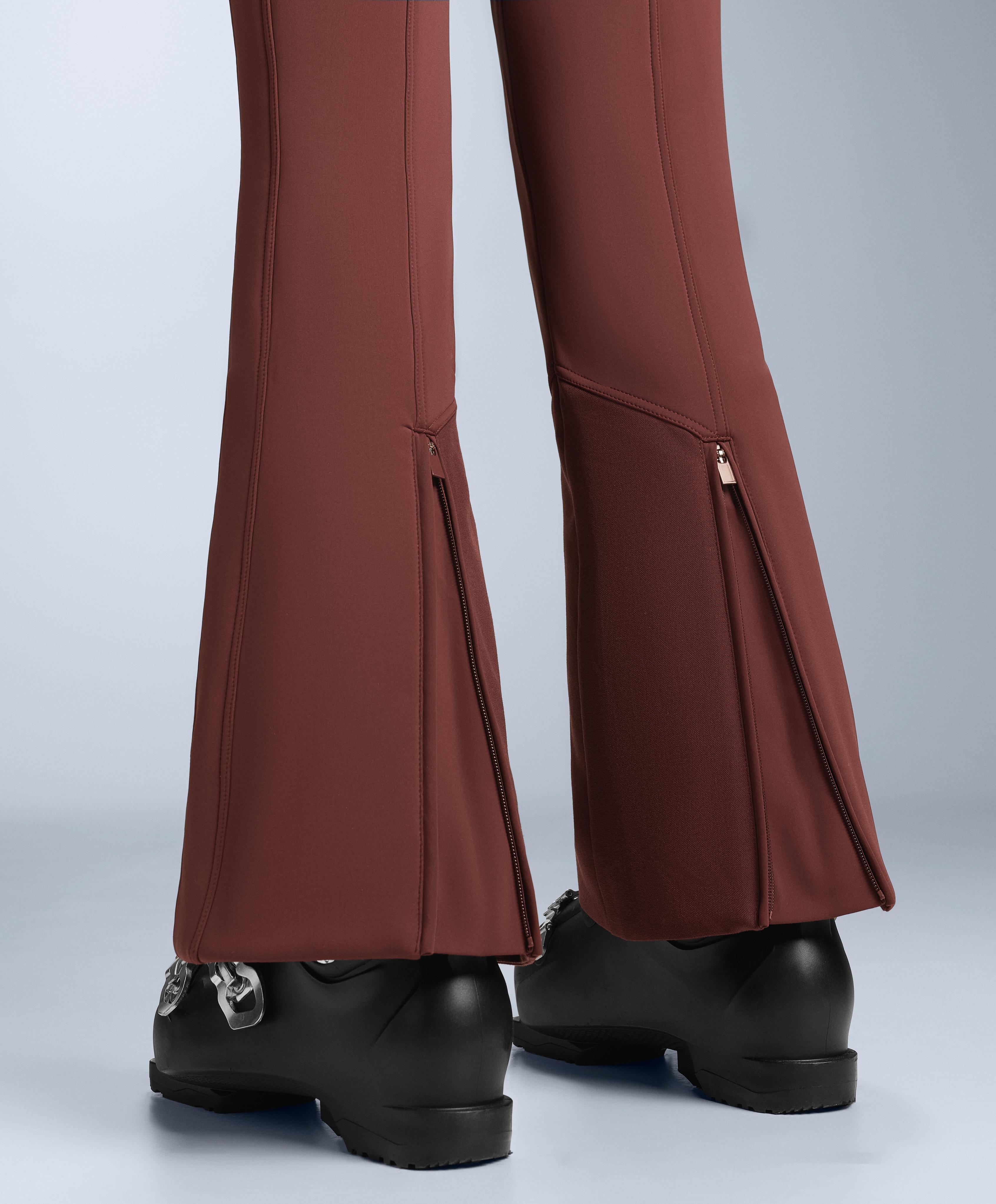 Water-resistant high-rise flare stretch SKI trousers — TERRACOTTA