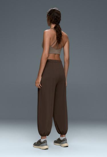 Comfortlux high-waisted pleated joggers — BROWN 5