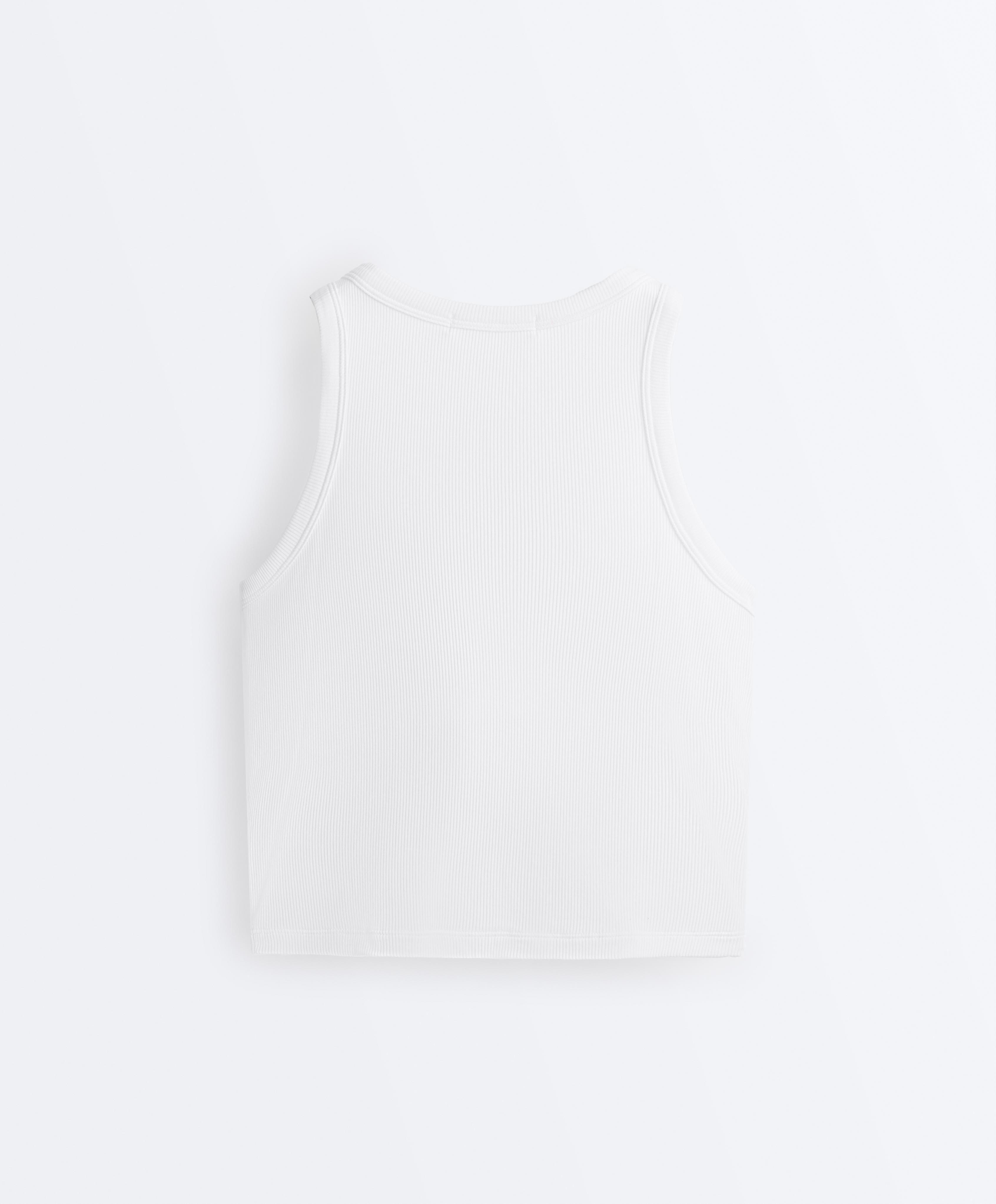 Rib modal blend long tank top — WHITE