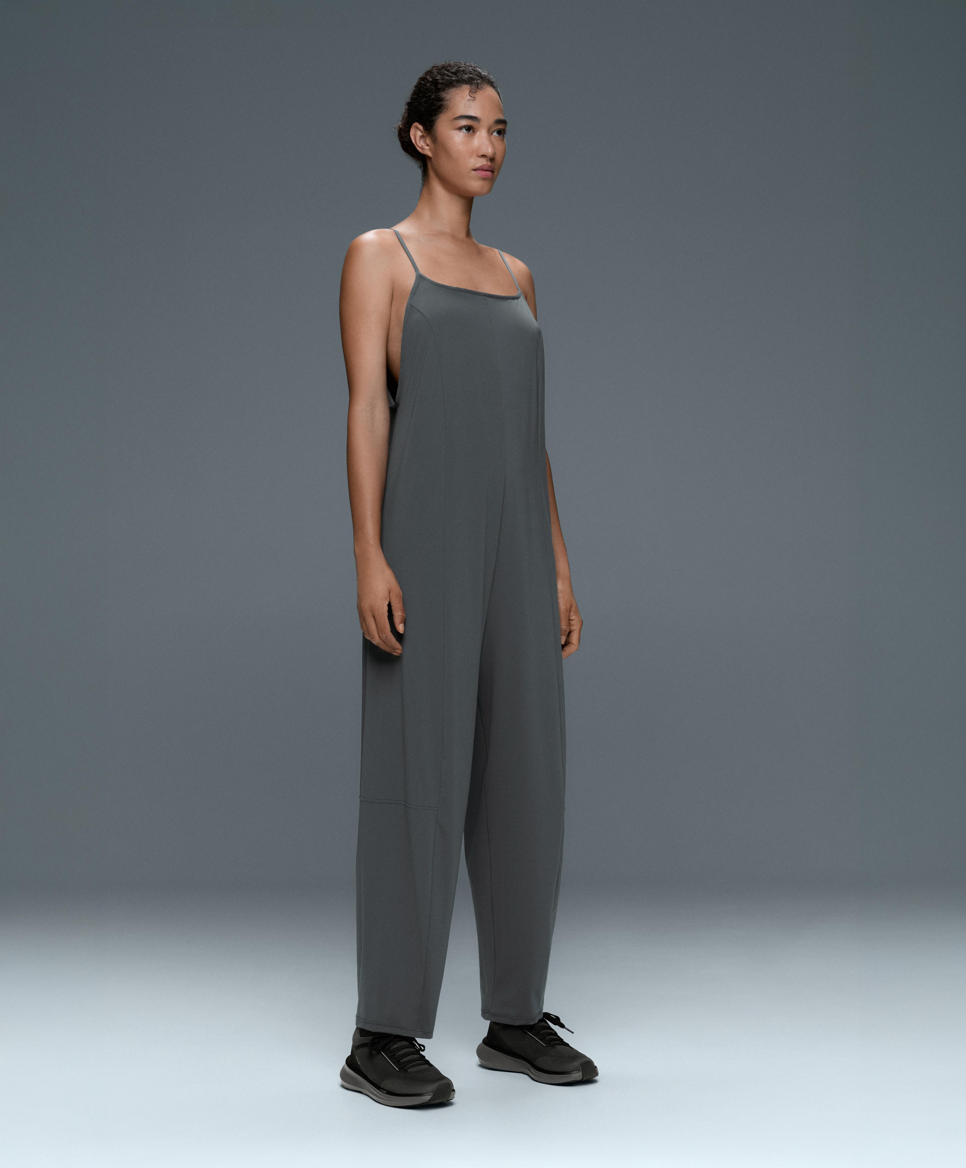 Light Touch wide long jumpsuit — STEEL GREY