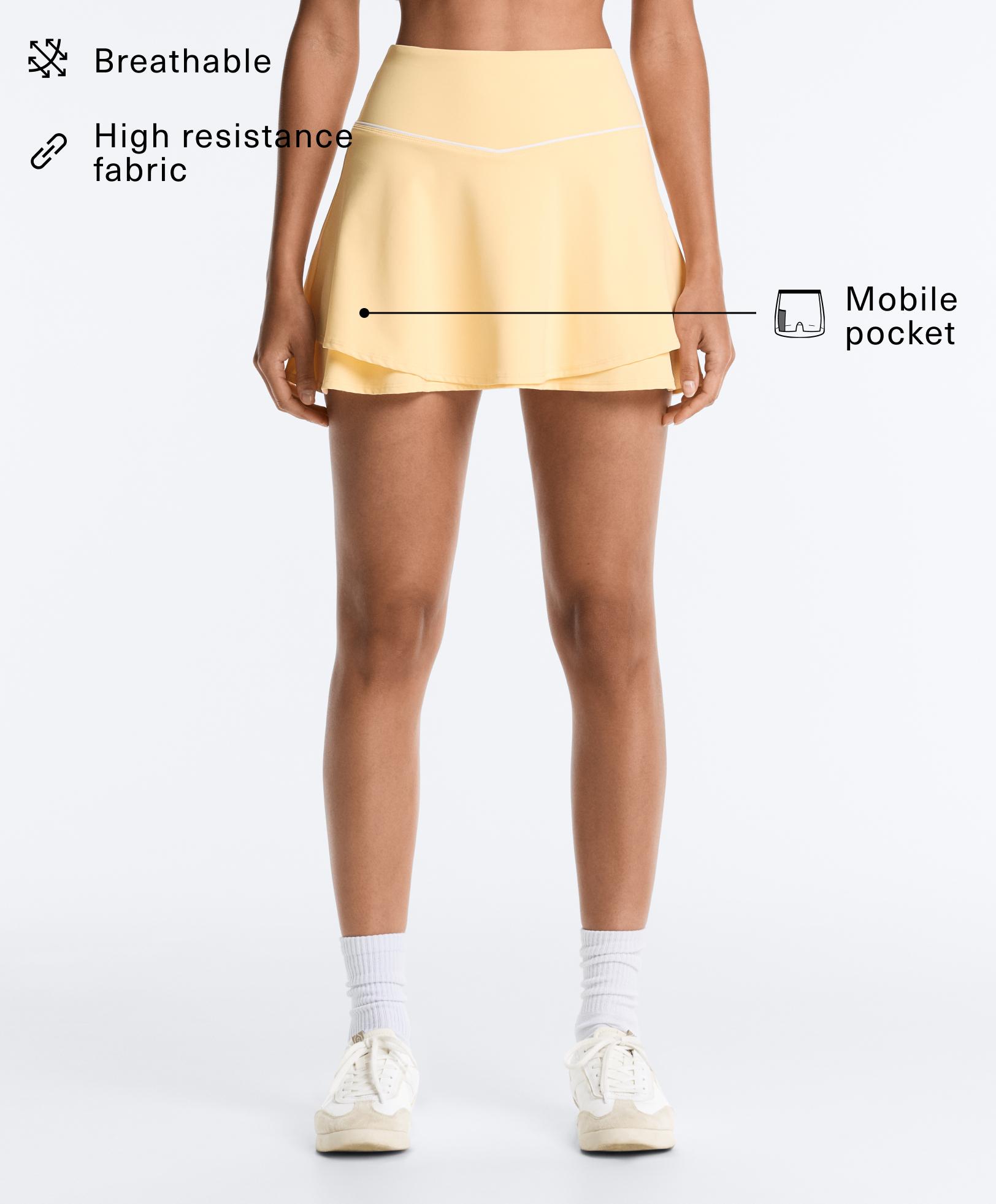 Double layer high rise short skirt