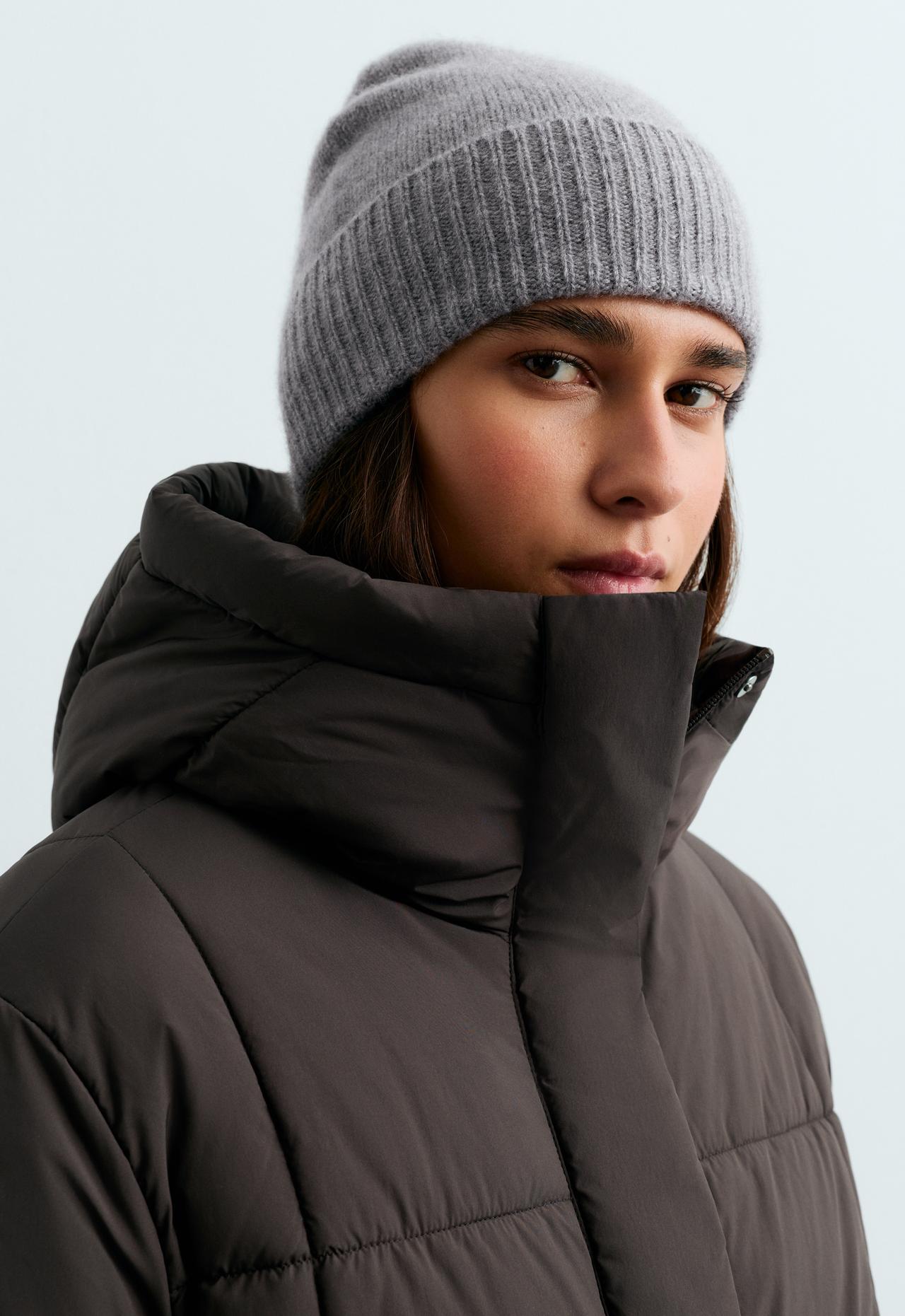 100% cashmere knit beanie — PALE GREY MELANGE