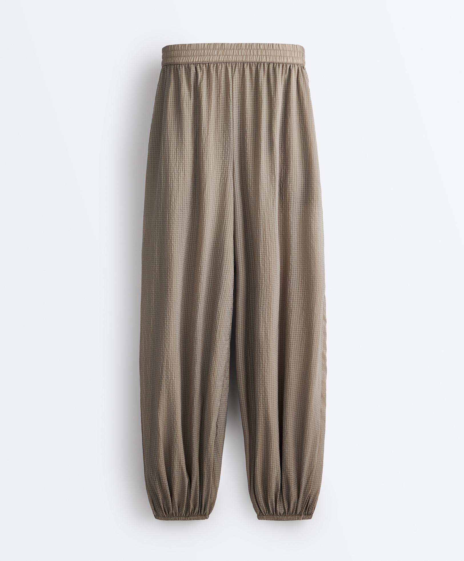 Checked technical bloomer trousers — MINK GREY