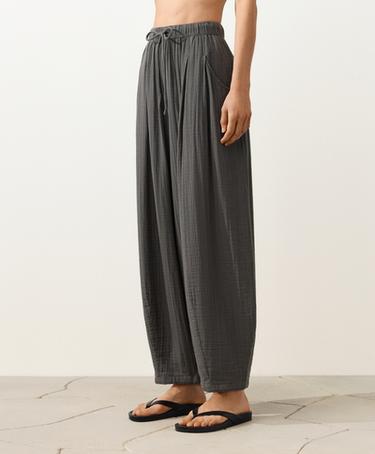 100% cotton gauze balloon trousers — ASPHALT 1