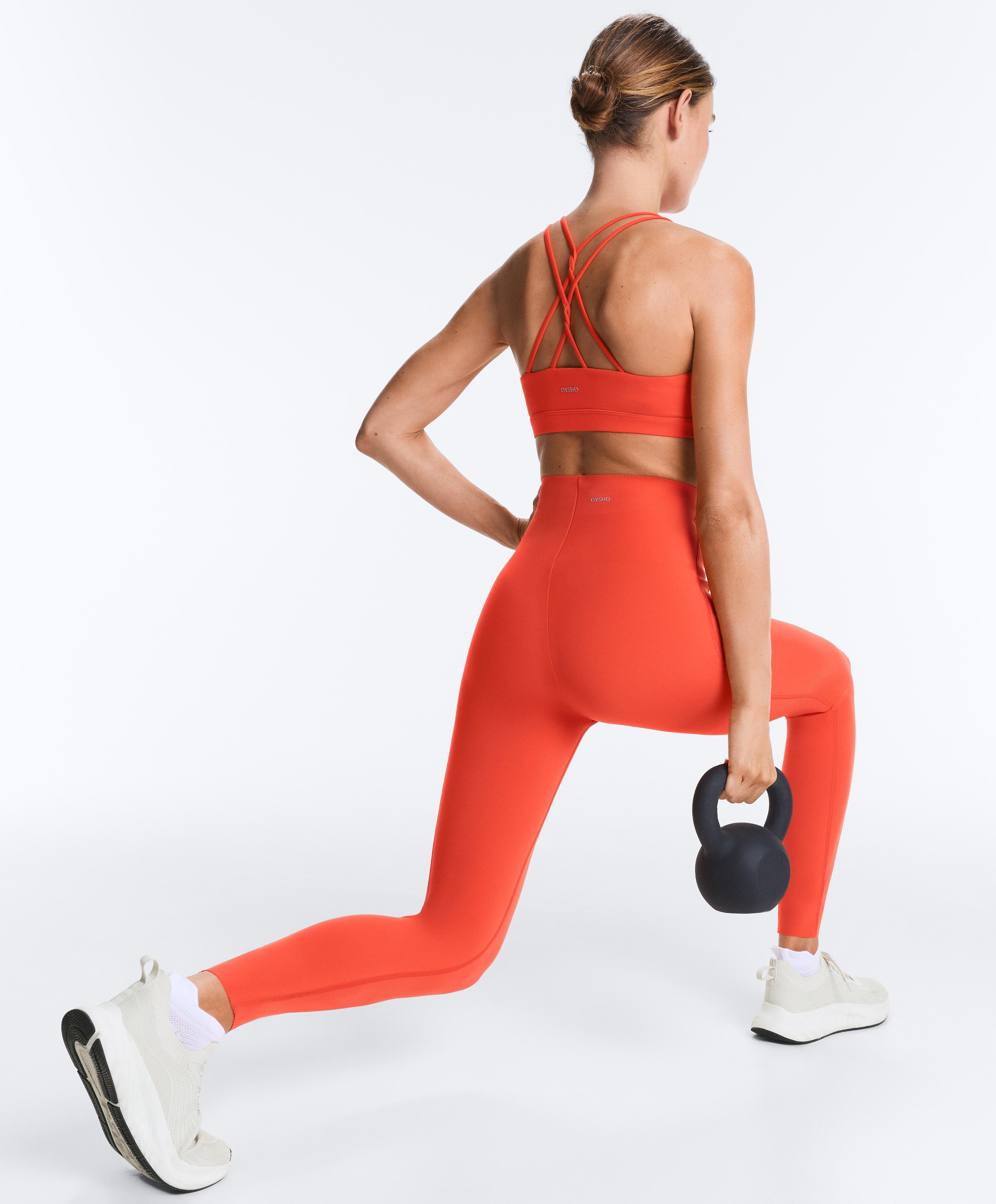Compressive high-rise core-control ankle-length leggings — BRIGHT ORANGE