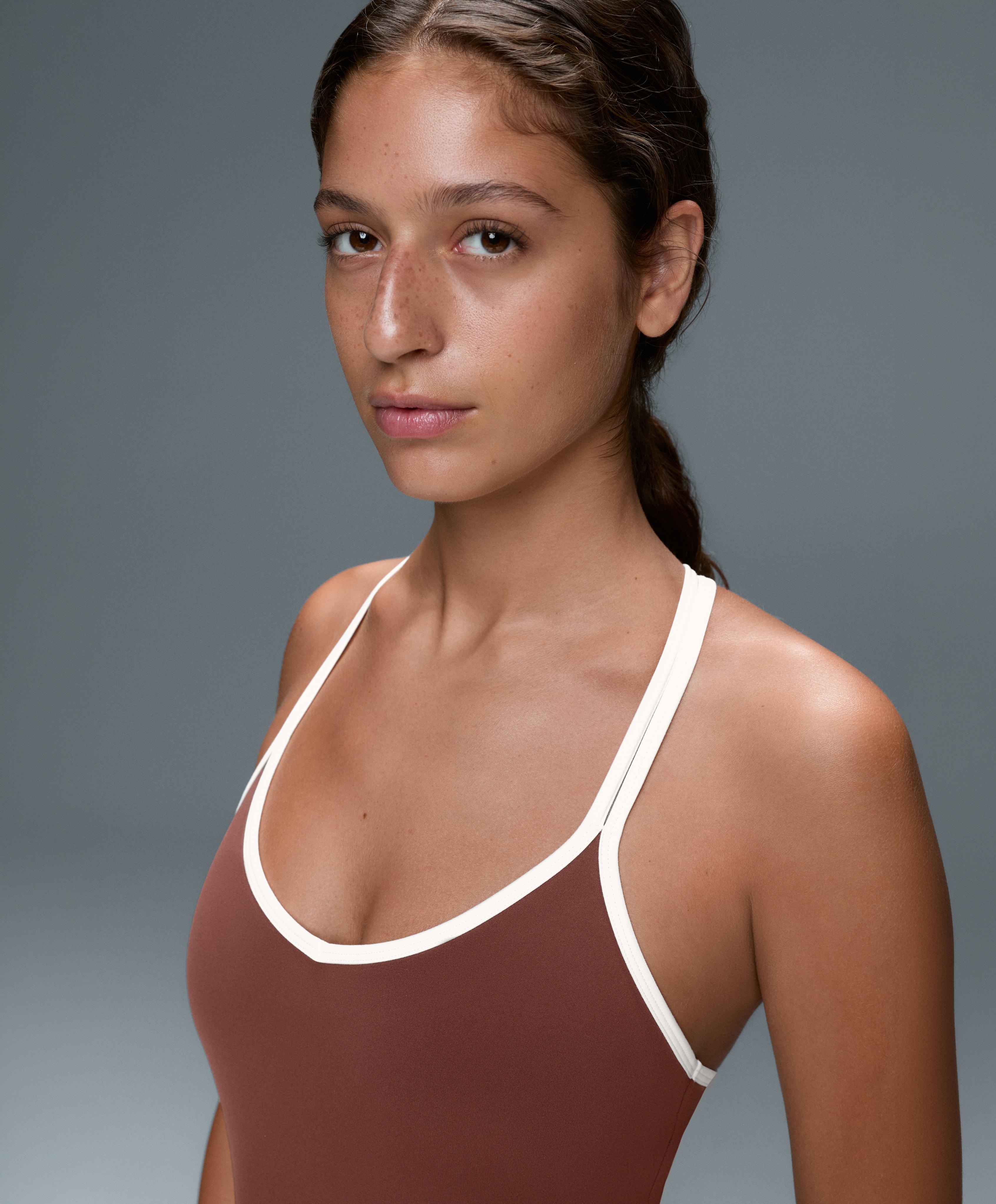 Comfortlux short jumpsuit with contrast double straps — TERRACOTTA