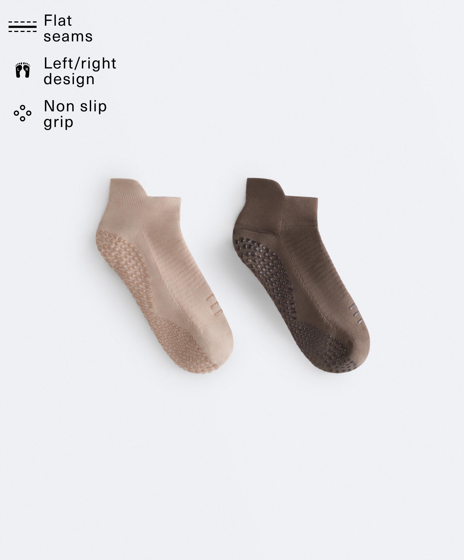 2 זוגות גרבי יוגה ופילאטיס sneaker, תערובת פוליאמיד