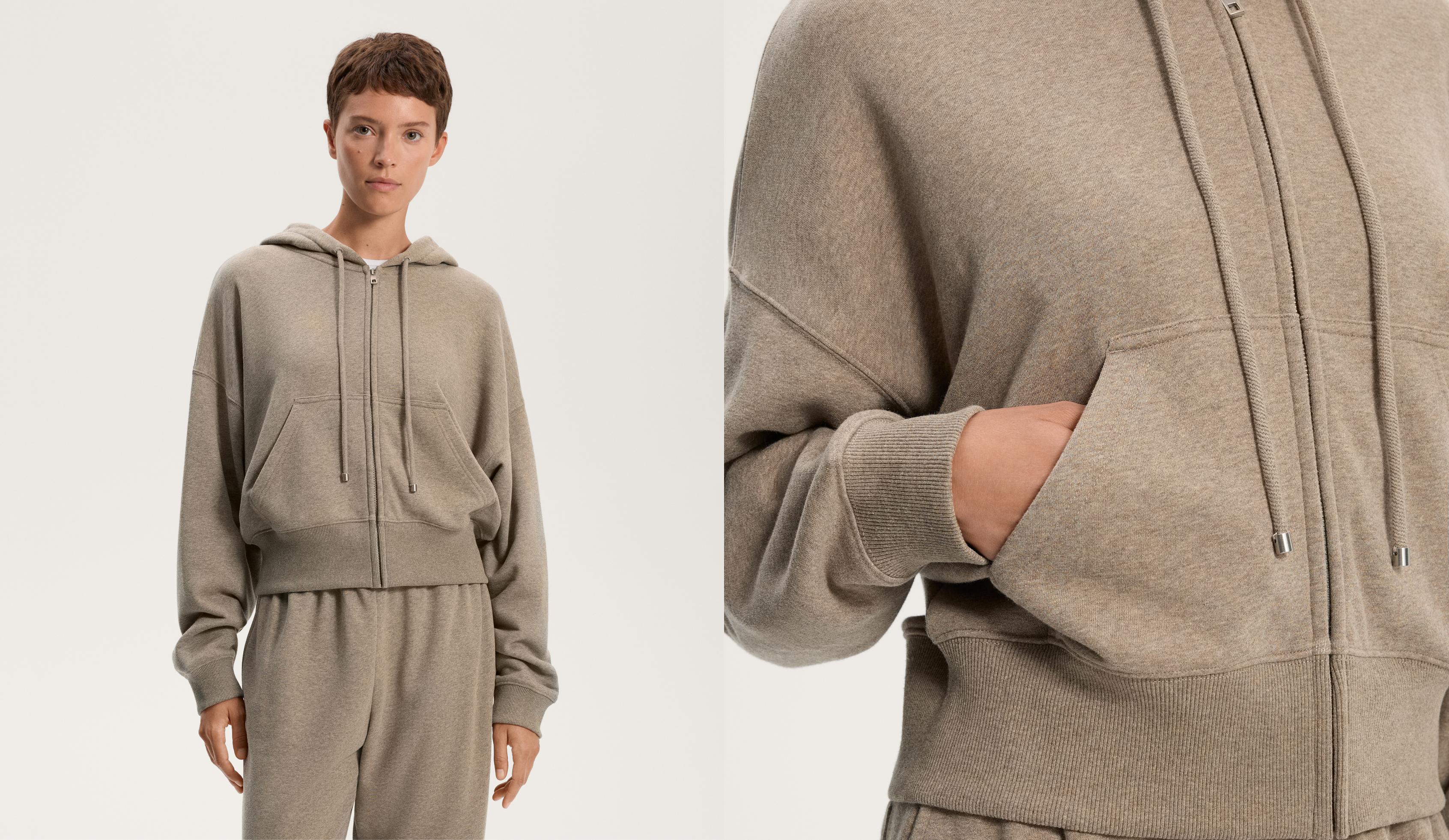 Wide sleeve hooded jacket with cotton