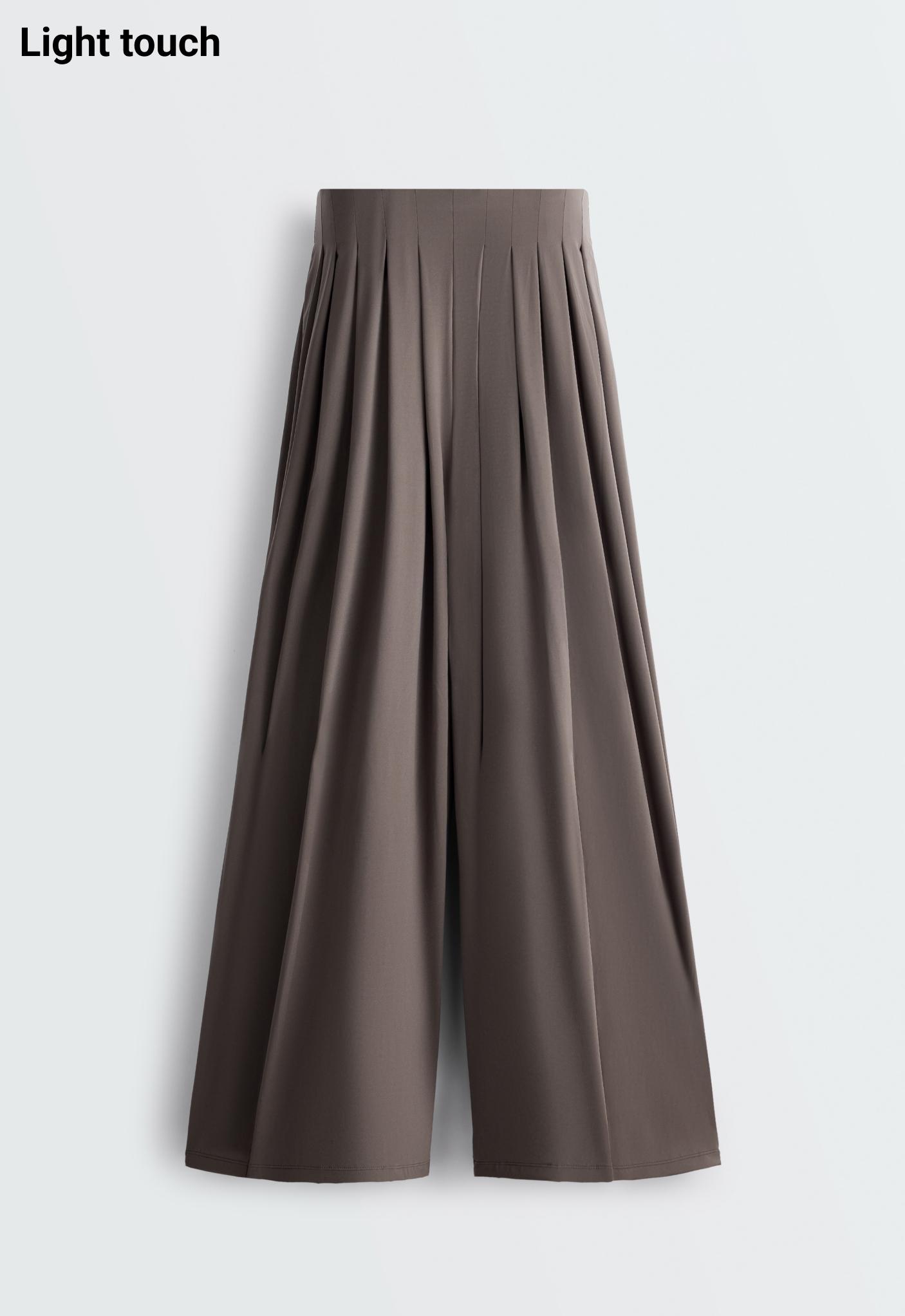 Light Touch wide-leg pleated trousers — BROWN-KHAKI