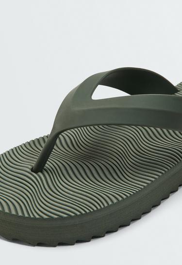 Textured platform beach sandals — KHAKI 6