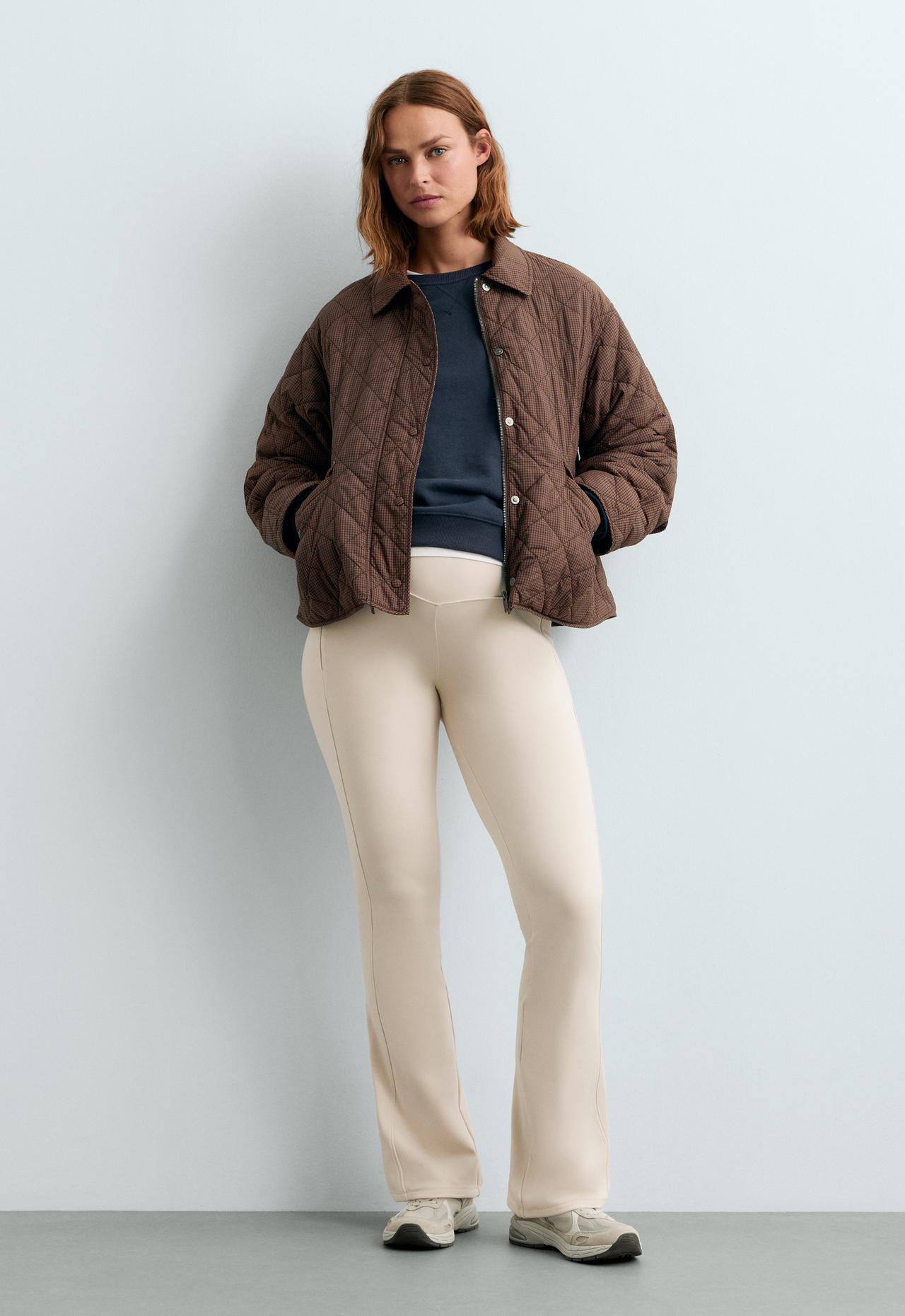 Warm maternity Flare trousers with zips — ECRU