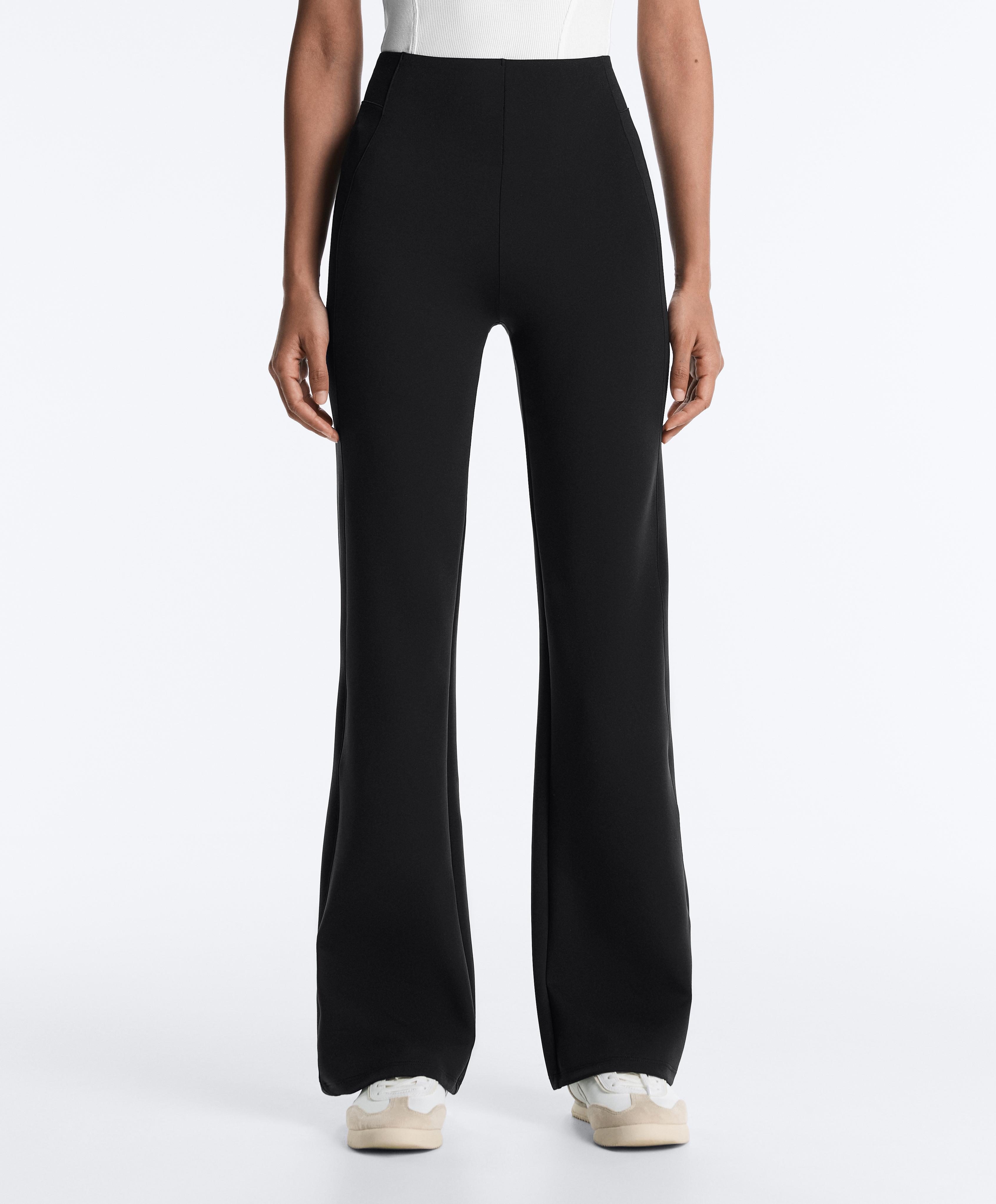 Neoprene-effect high-rise flare trousers Neoprene-effect high-rise flare trousers