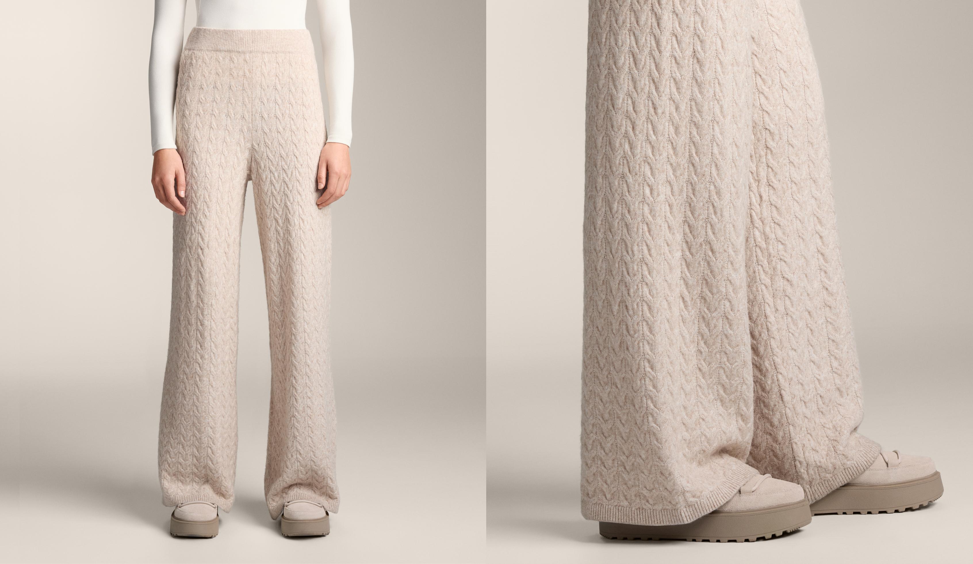 Cable knit straight leg trousers
