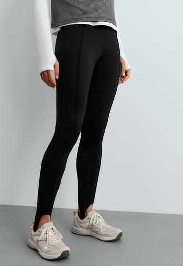 Ankle-length high rise neoprene-effect 65 cm stirrup leggings — BLACK 3