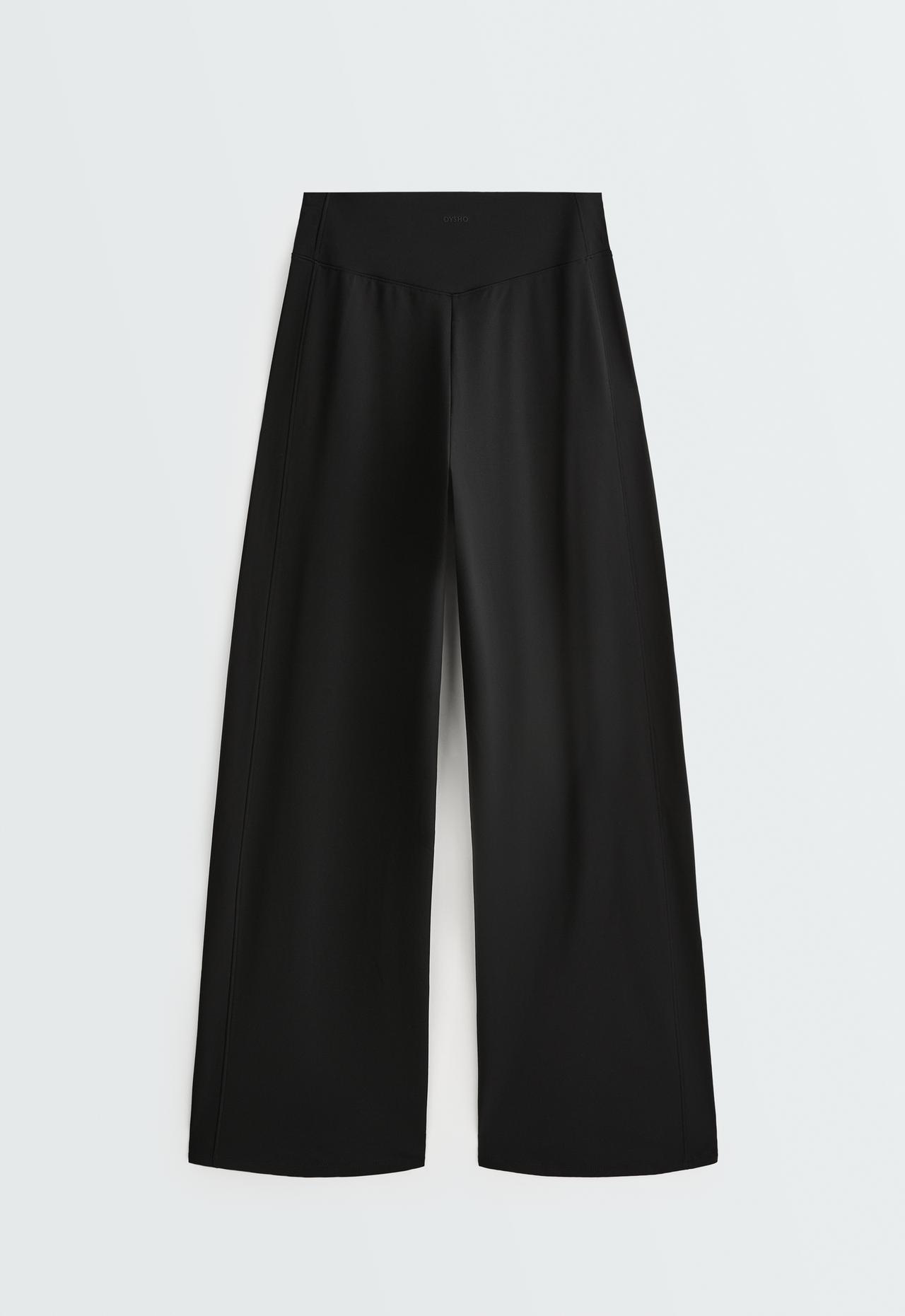High rise Warm straight trousers with zips — BLACK