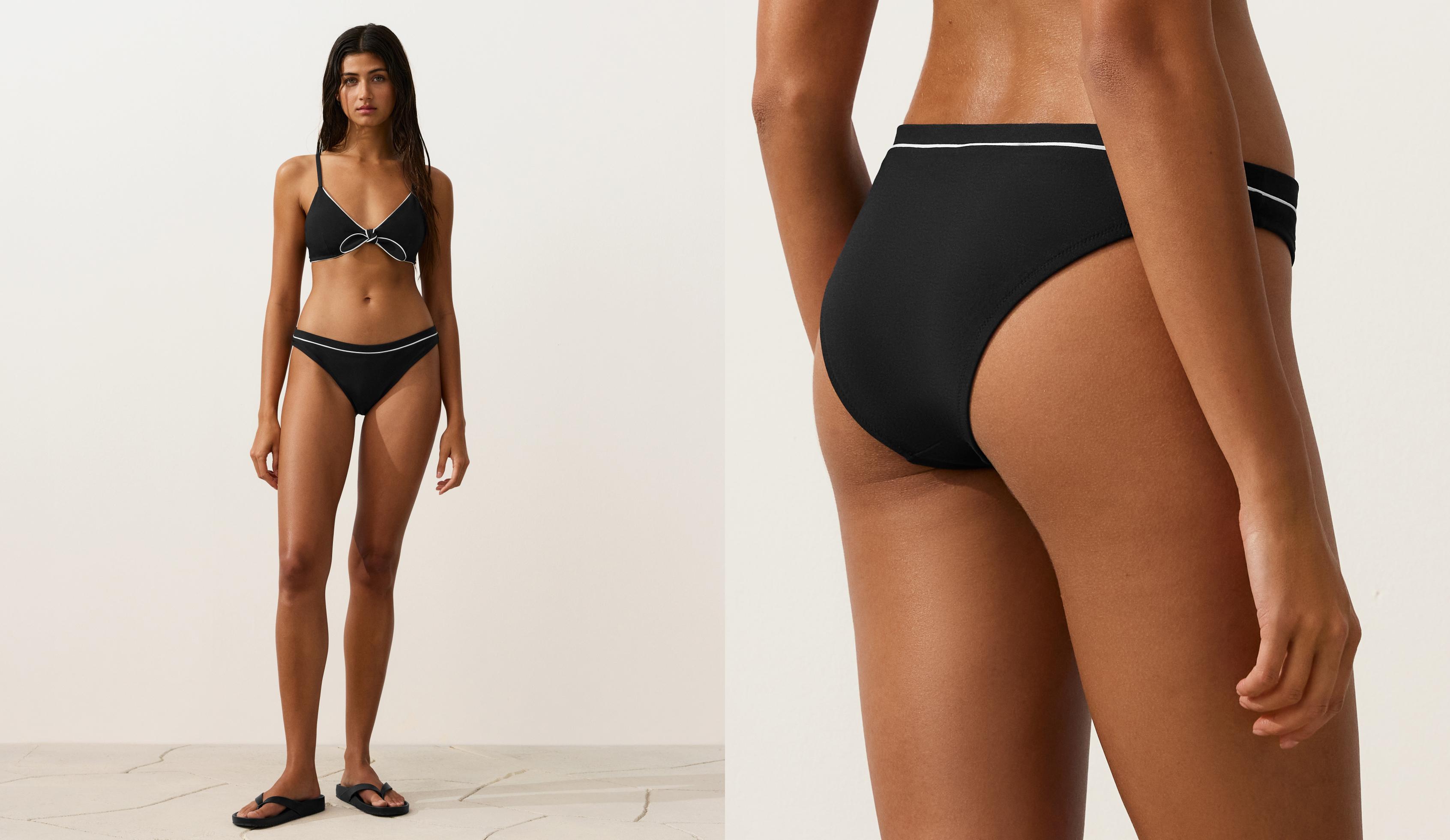Classic bikini briefs with piping — BLACK