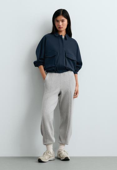 Cotton piqué pocket jacket — NAVY BLUE 1