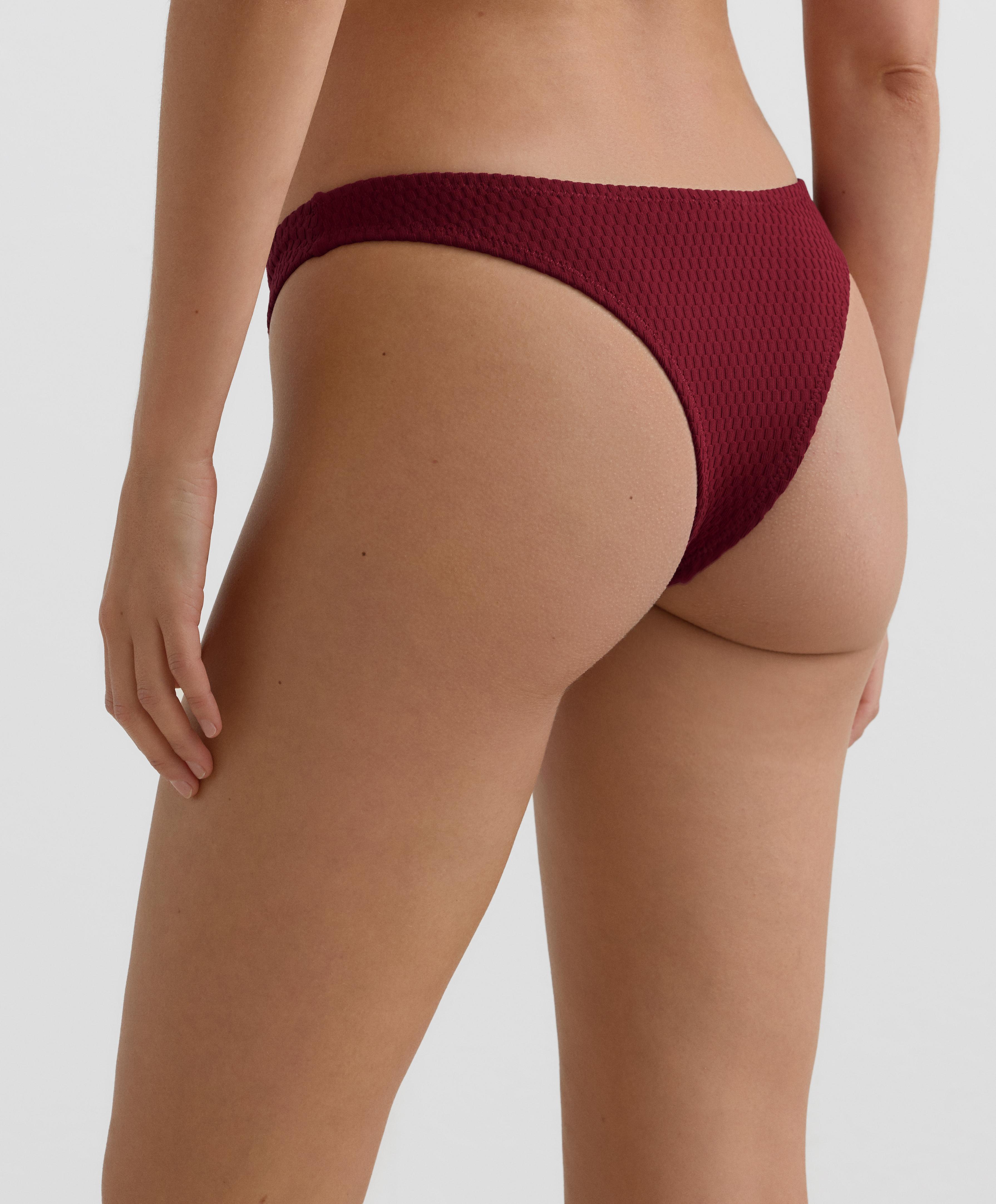 Bas de bikini slip brésilien jacquard mini carreaux coupe en U