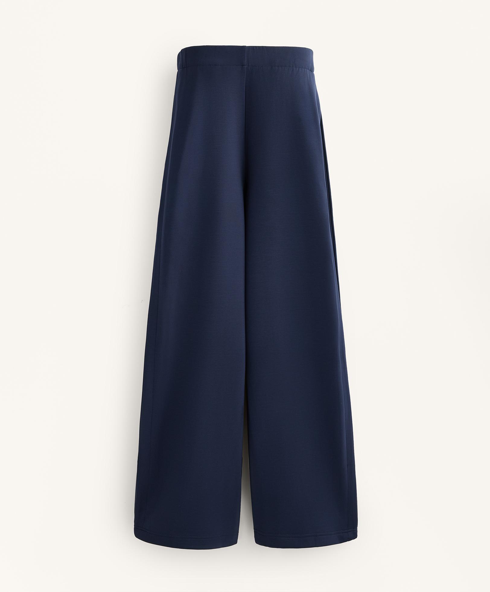 Cocoon trousers with side pleat and brushed modal — NAVY BLUE