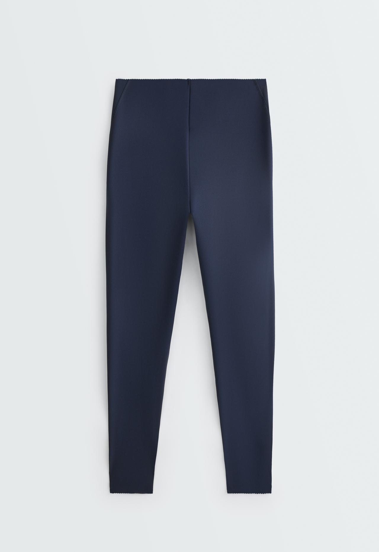 Ankle-length high rise Compressive core control leggings — NAVY BLUE