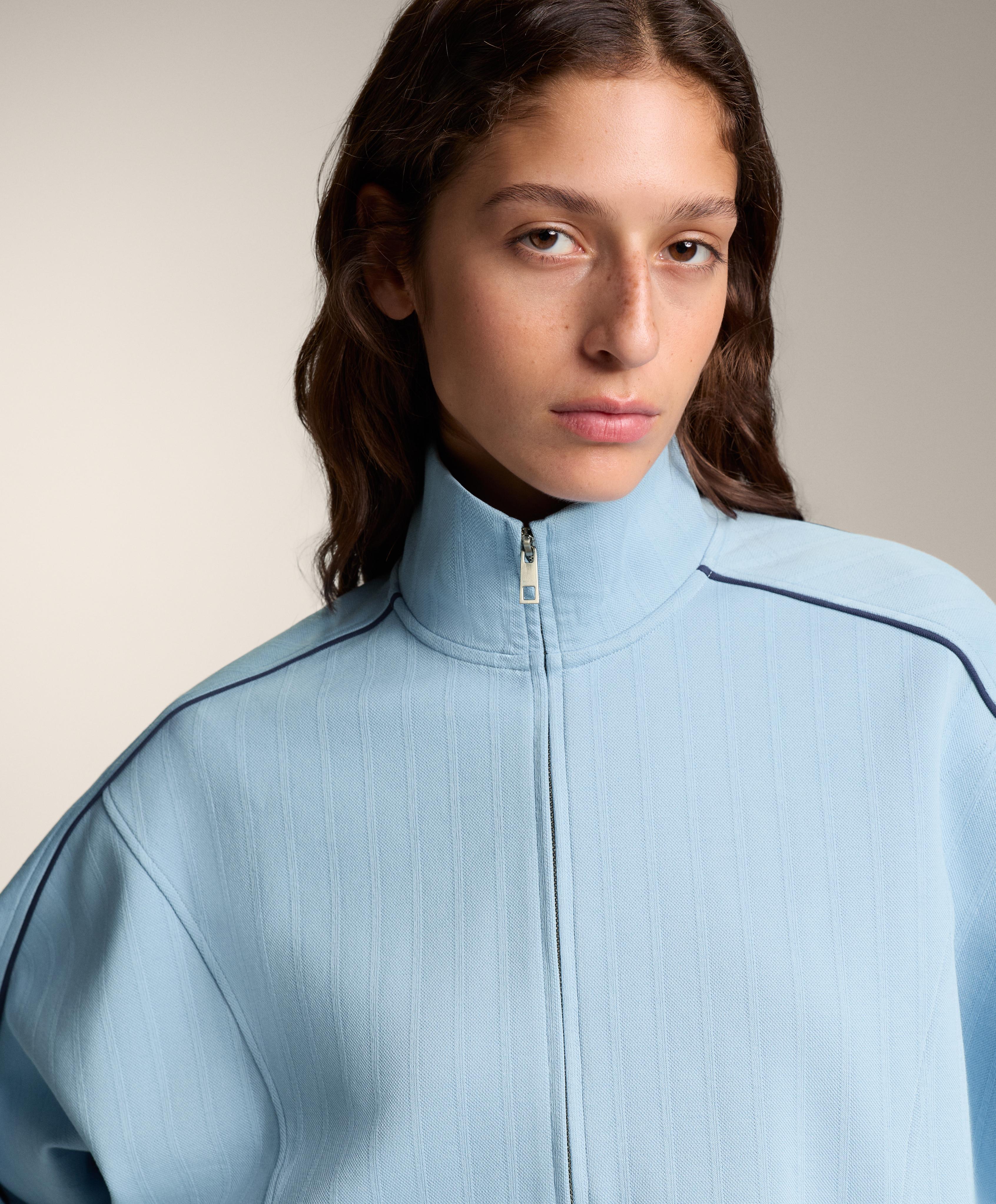 Piqué jacket with side piping and cotton — SKY BLUE