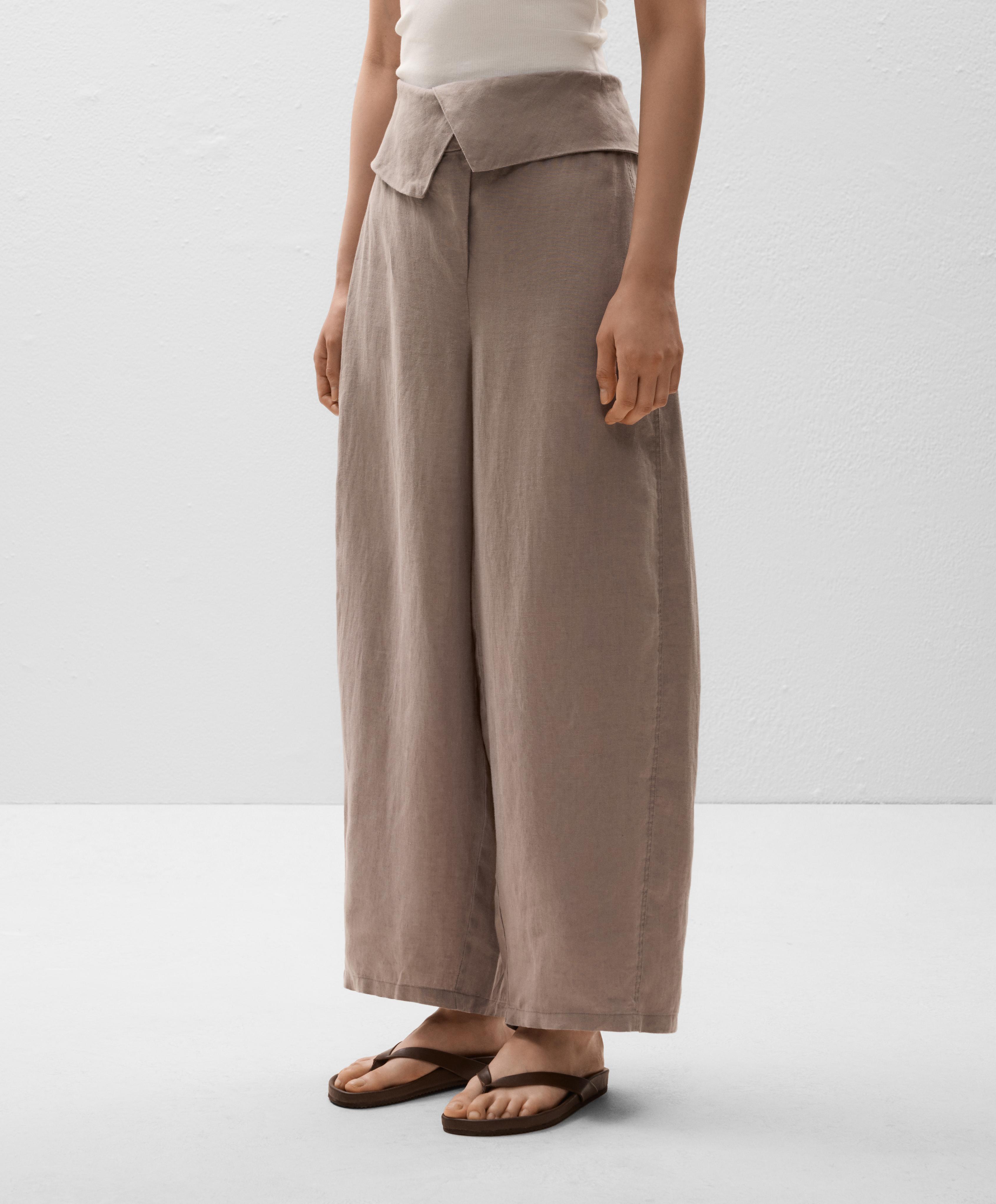 100% linen turn-up waistband trousers 100% linen turn-up waistband trousers