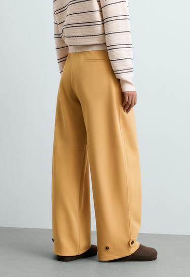 Adjustable barrel trousers in piqué cotton — OCHRE 4