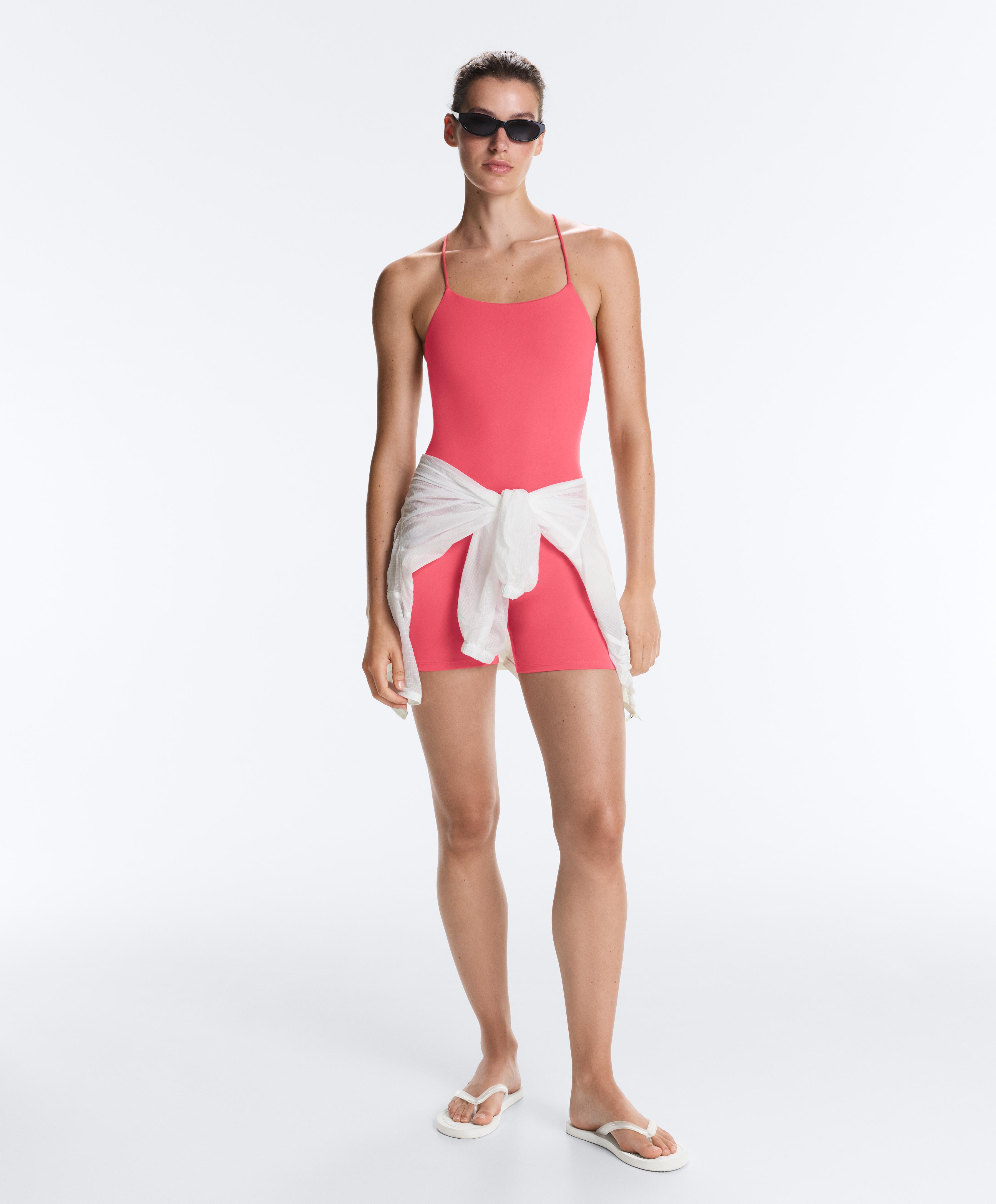 Comfortlux strappy back short jumpsuit — WASHED RED