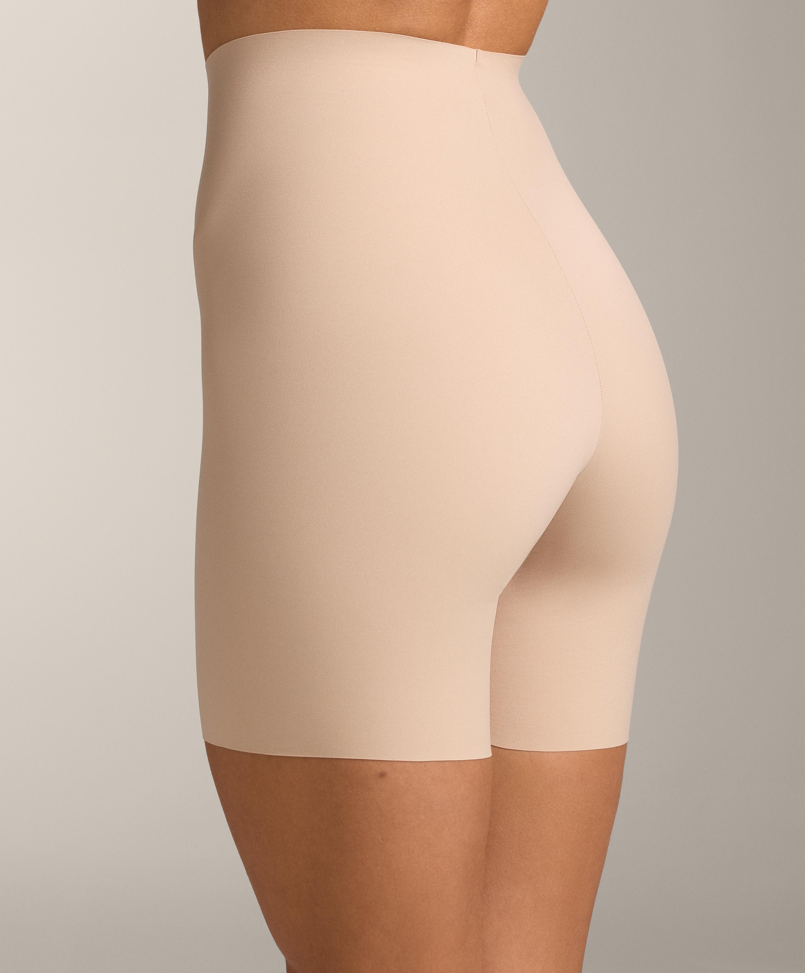 High-waisted invisible laser-cut cycling briefs — BEIGE