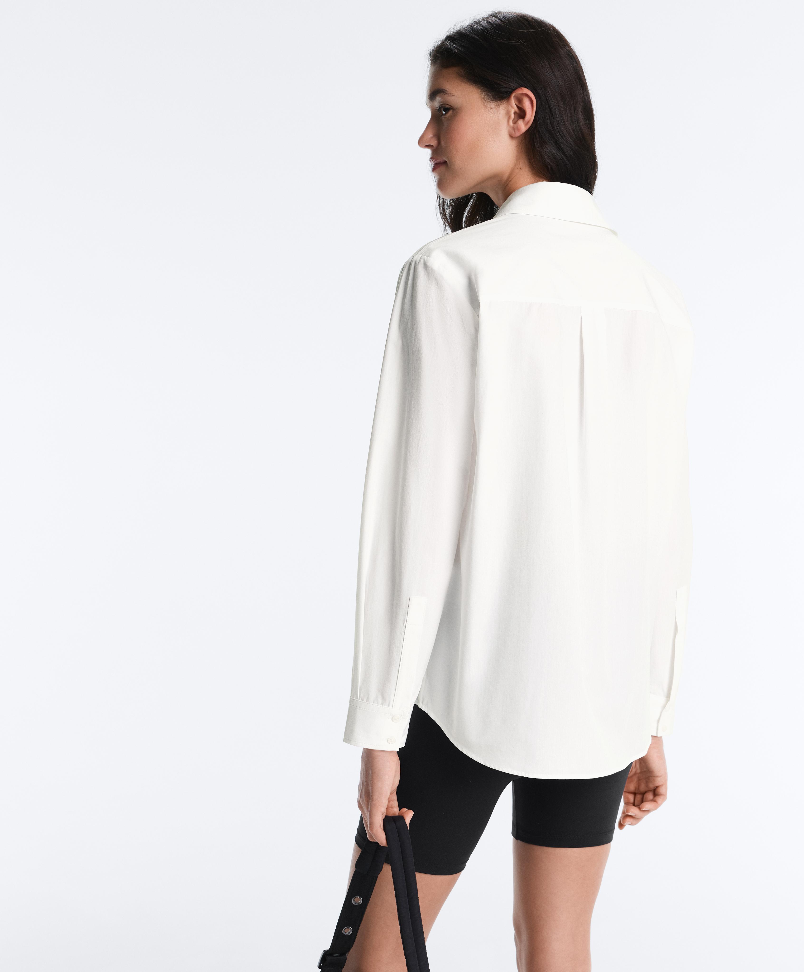 100% cotton long-sleeved shirt — WHITE