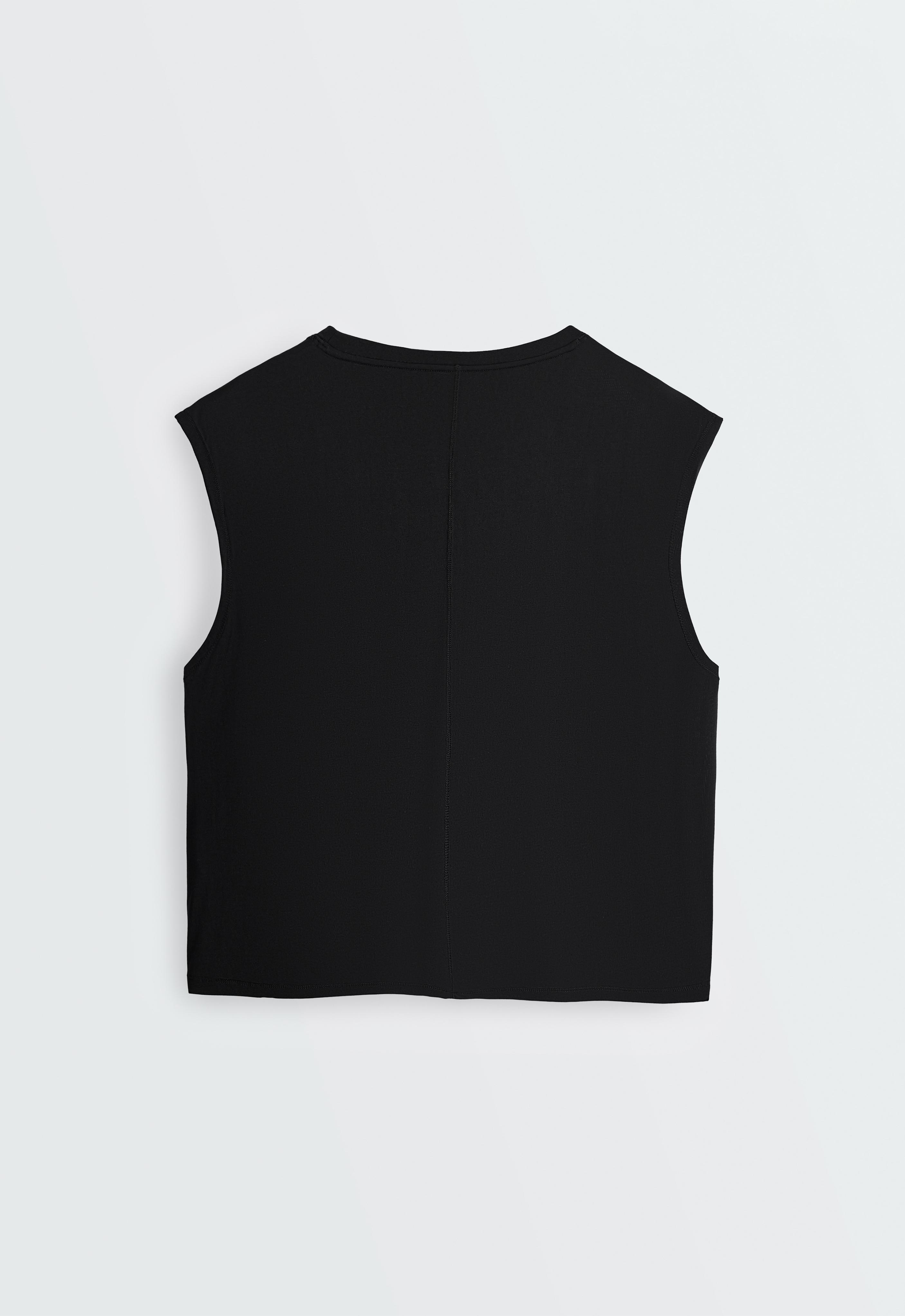 Modal blend sleeveless T-shirt — BLACK