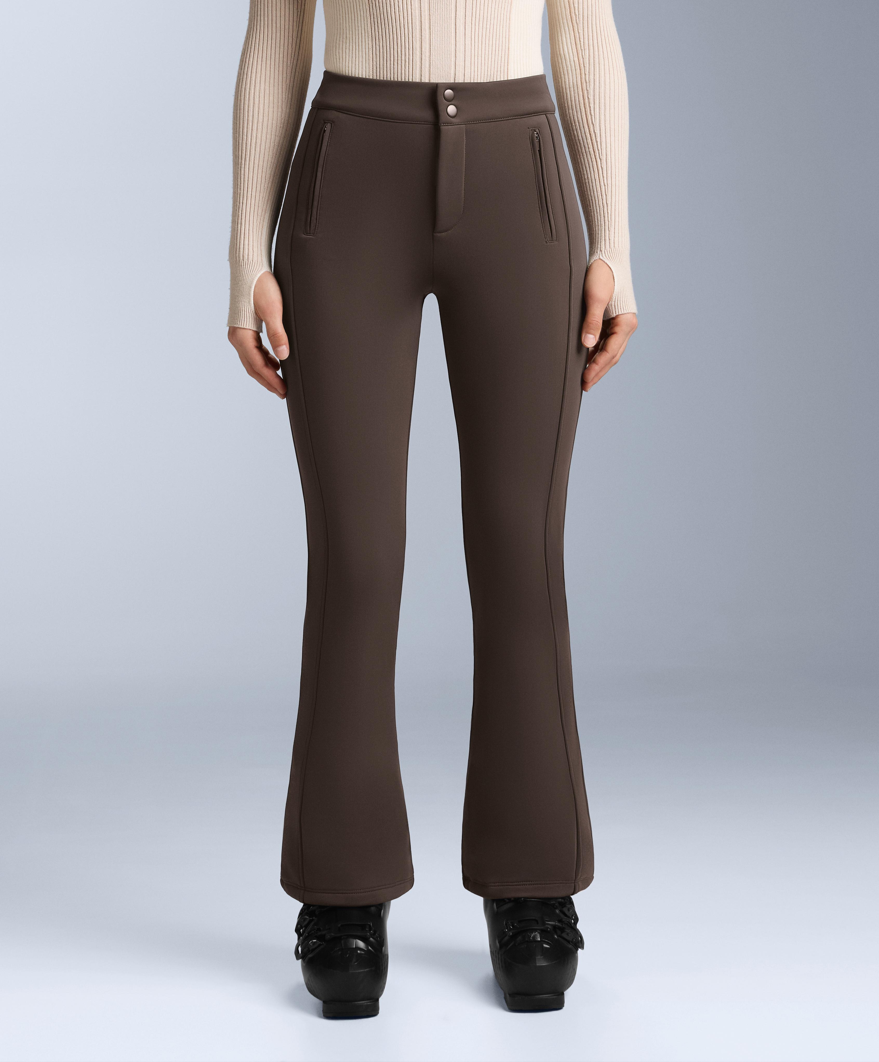 Water-resistant flare stretch SKI trousers — DARK BROWN