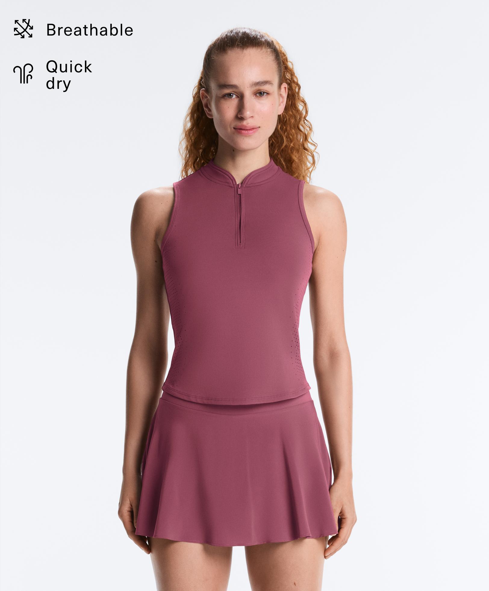 Mouwloos T-shirt met halve rits Mouwloos T-shirt met halve rits