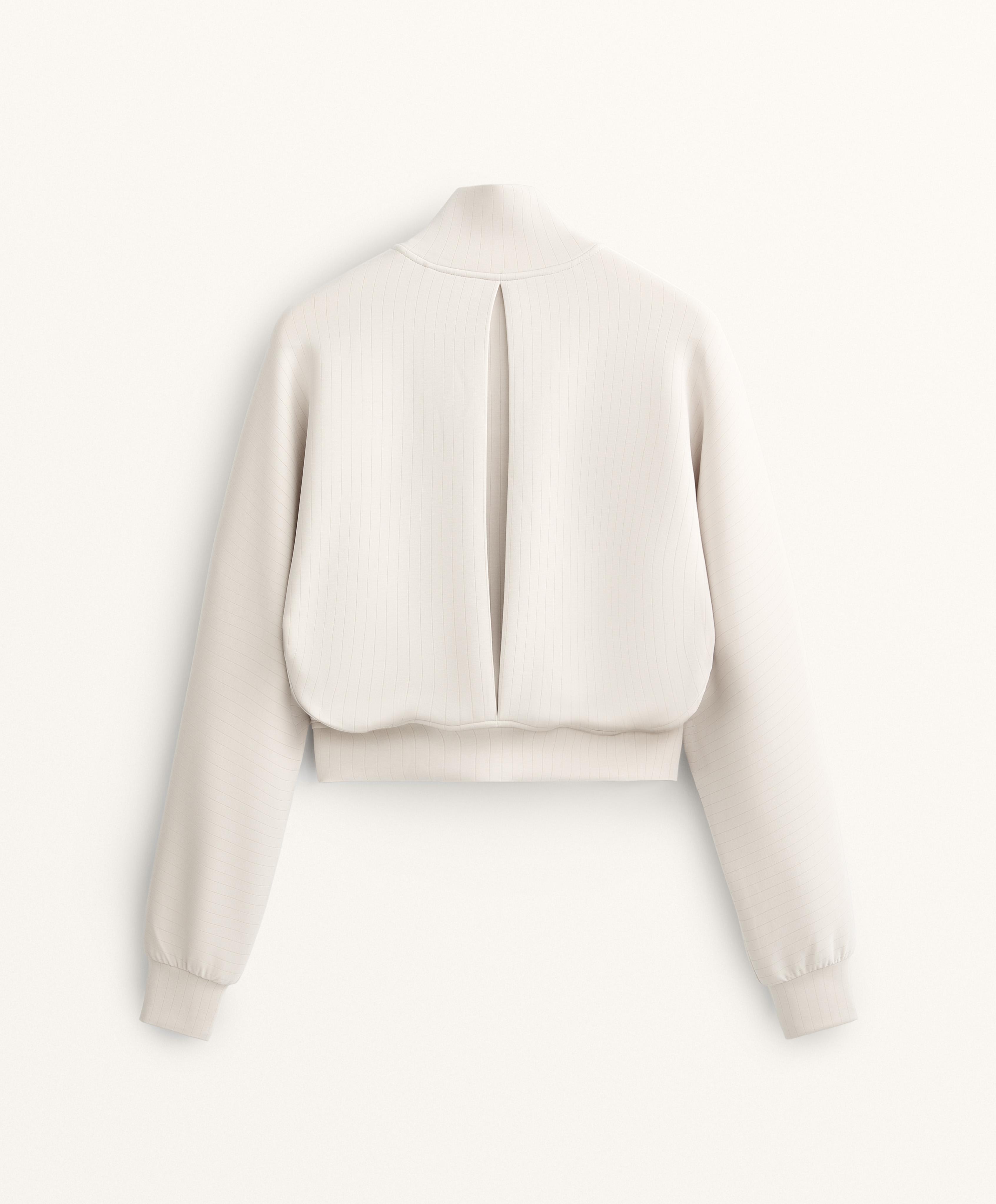 Striped high neck jacket with soft touch modal