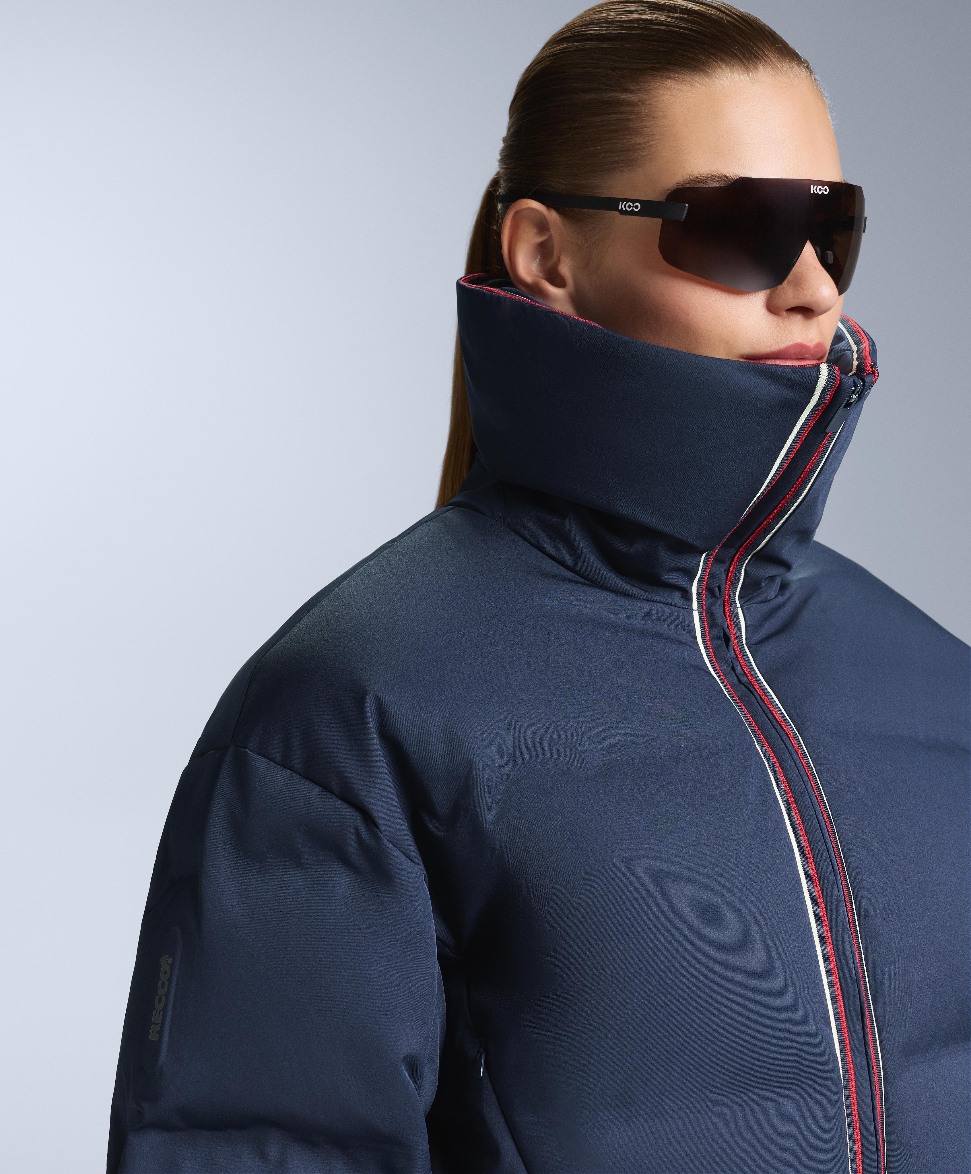 MINARDI PIUME SKI water-resistant retro jacket, 80% down and 20% feather — NAVY BLUE