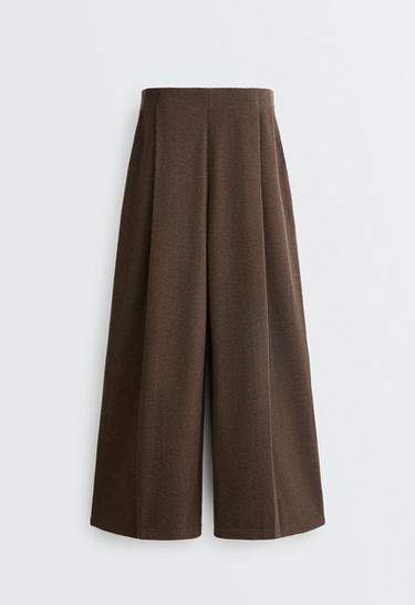 Cocoon herringbone pleat trousers — BROWN 7