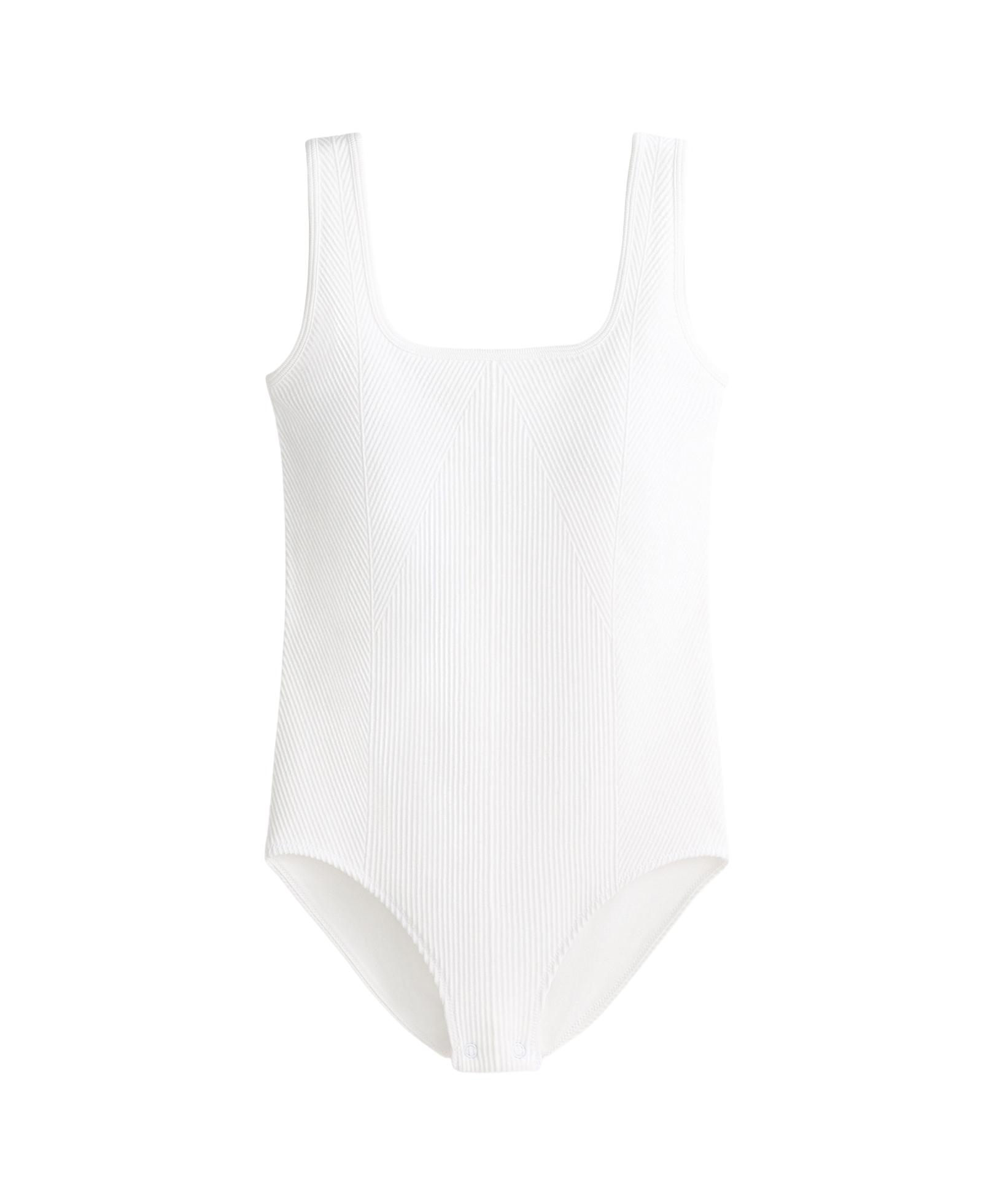 Seamless square neck bodysuit — WHITE 