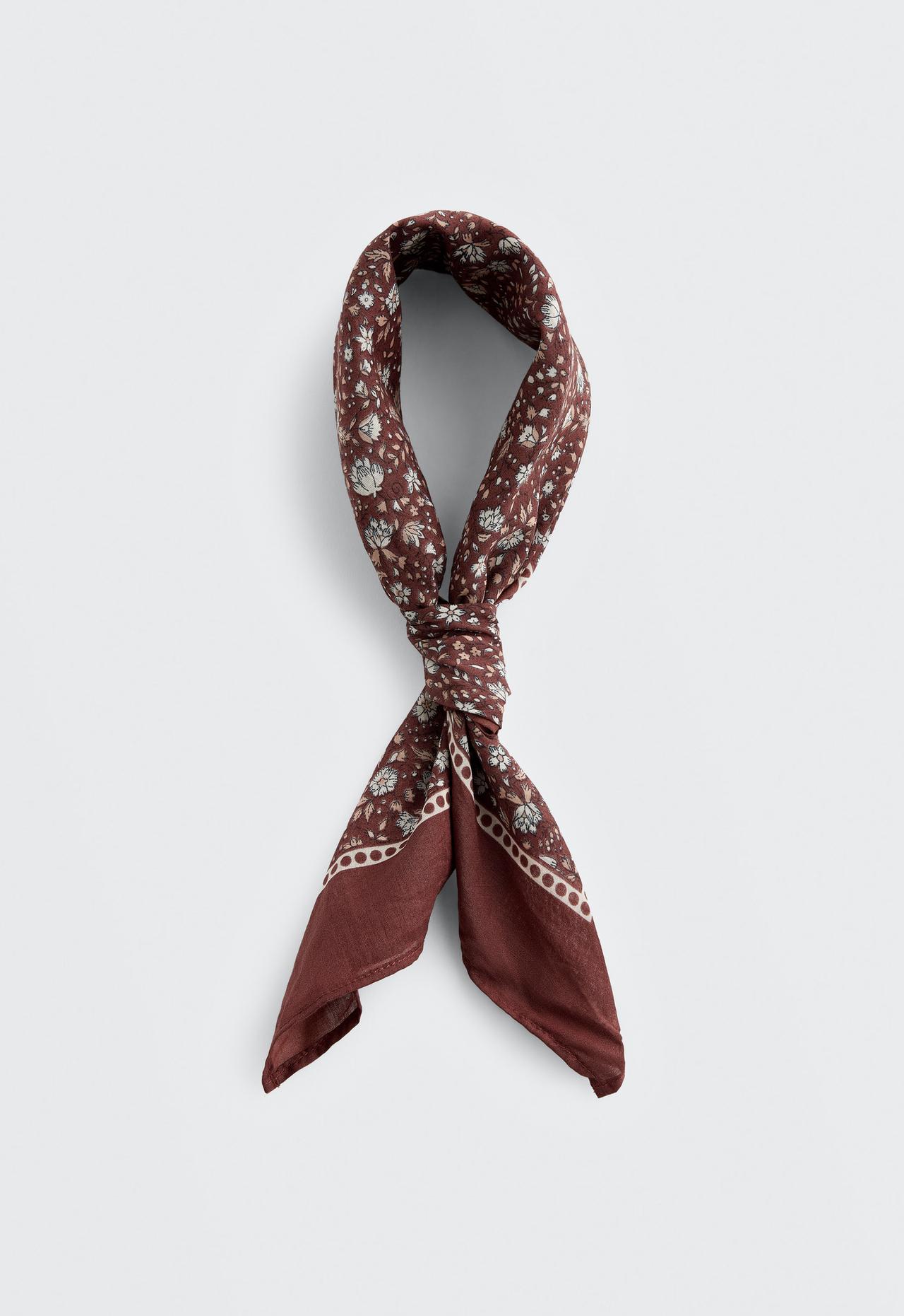 Floral 100% cotton bandana — BURNT ORANGE
