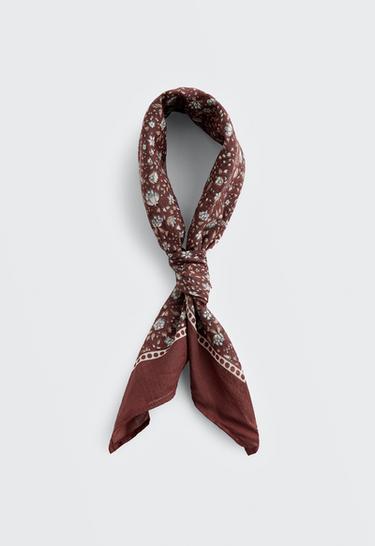 Floral 100% cotton bandana — BURNT ORANGE 2