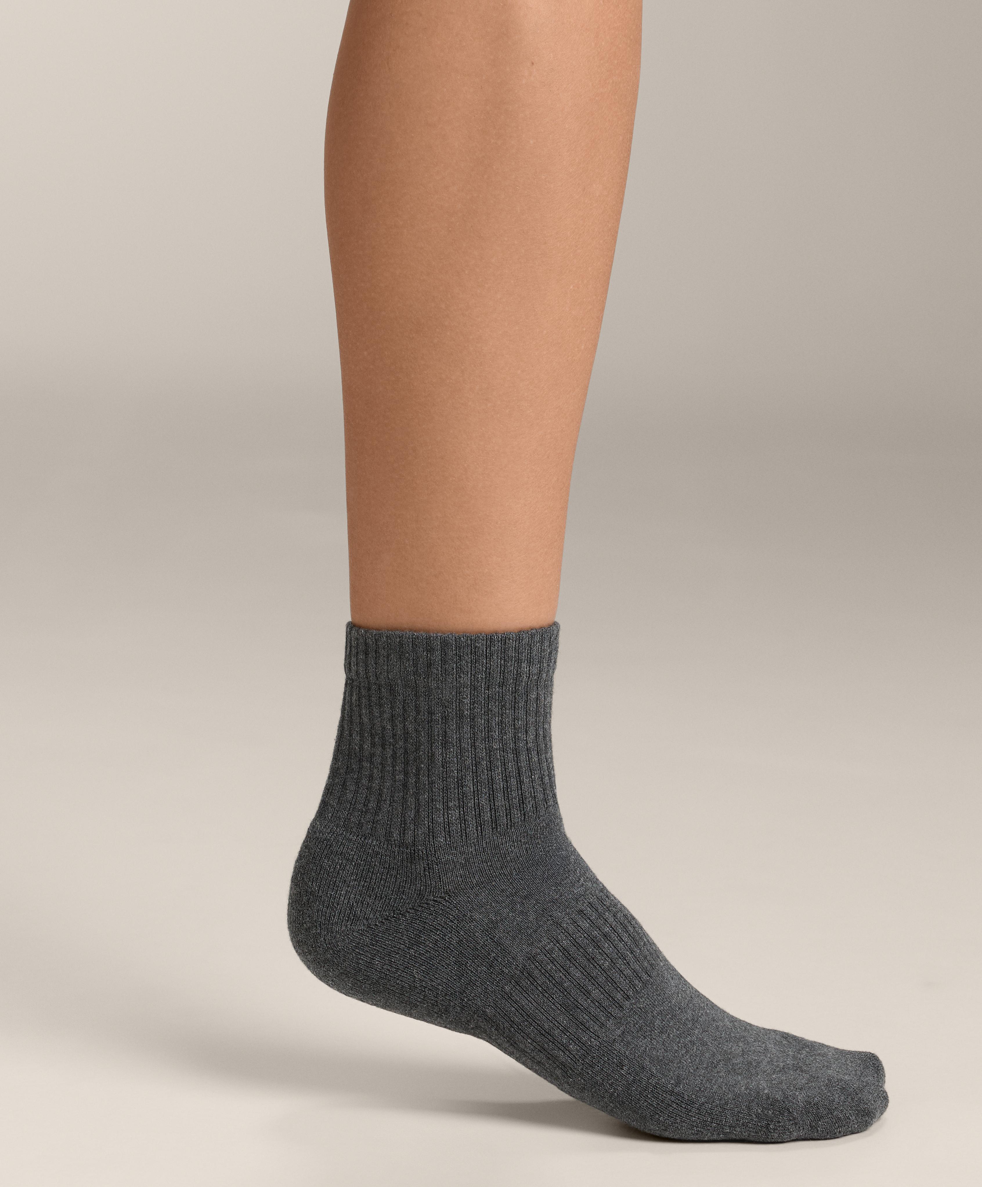 3 pairs of cotton blend quarter sports socks — PALE GREY MELANGE