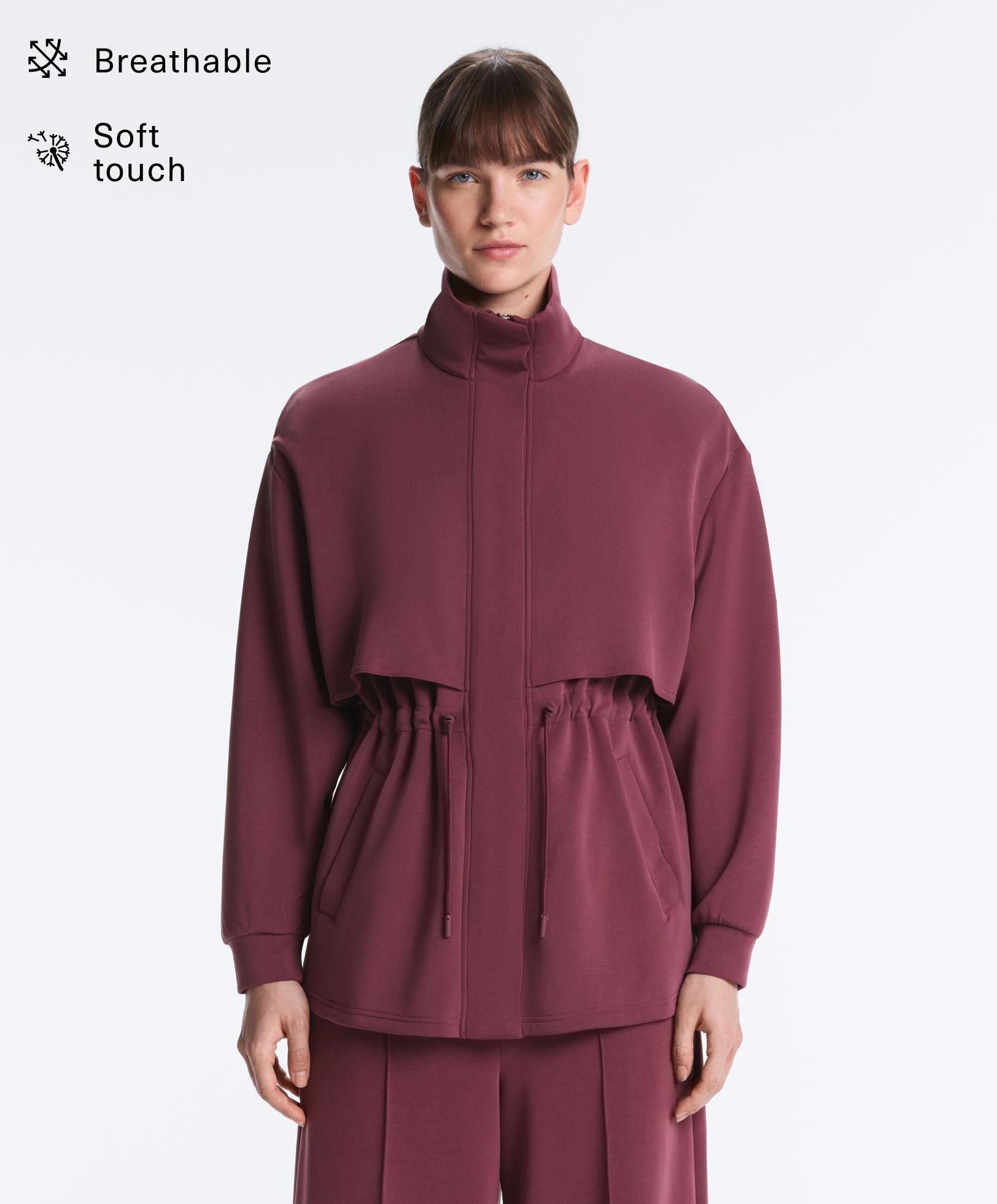 Long soft-touch jacket with modal and pockets